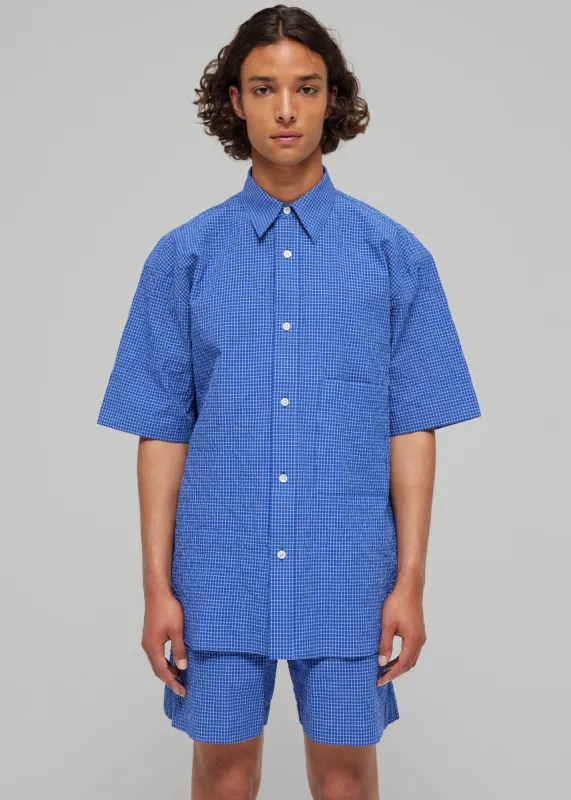 Róhe Checkered Shirt - Ultramarine White Check sold by Frankie Shop