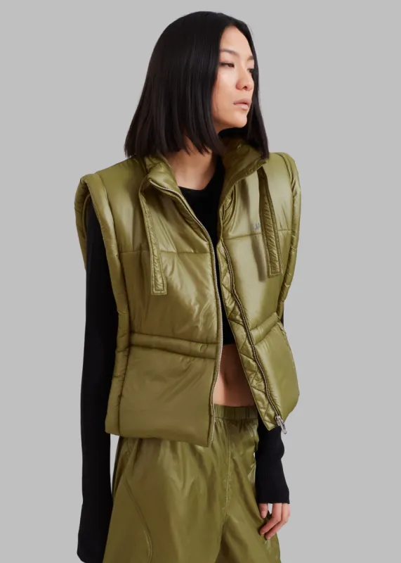 GANNI Shiny Quilt Vest - Spaghnum | Parallel