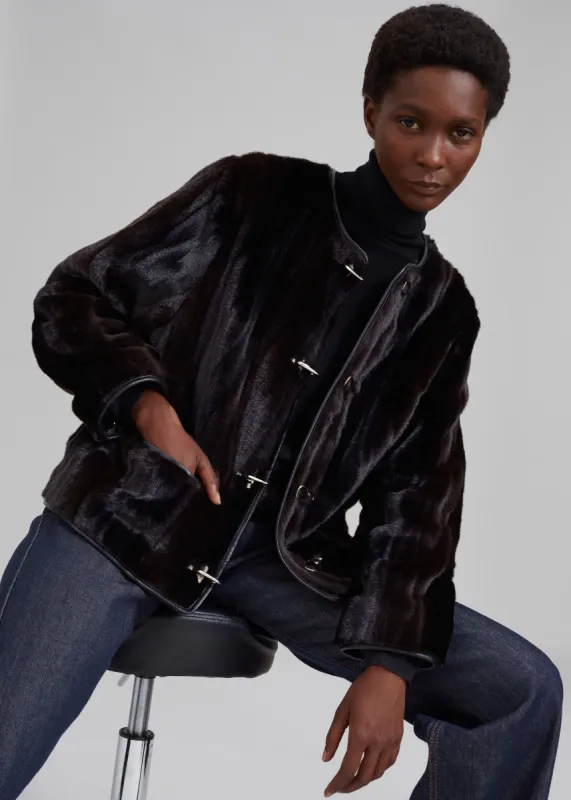 Paris Faux Fur Jacket - Dark Brown made by Frankie Shop