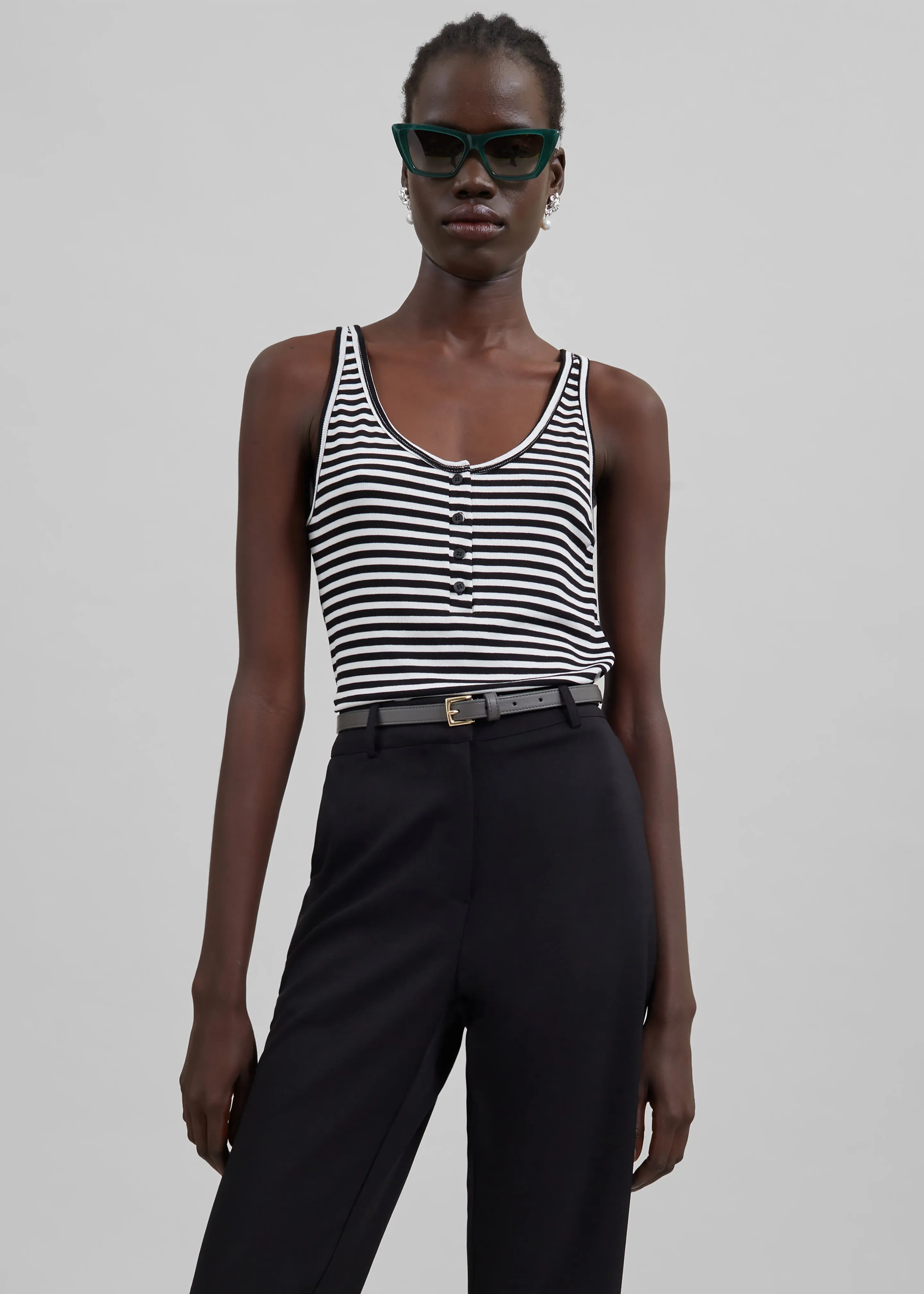 Daya Tank Top - Black/White Stripe sold by Frankie Shop