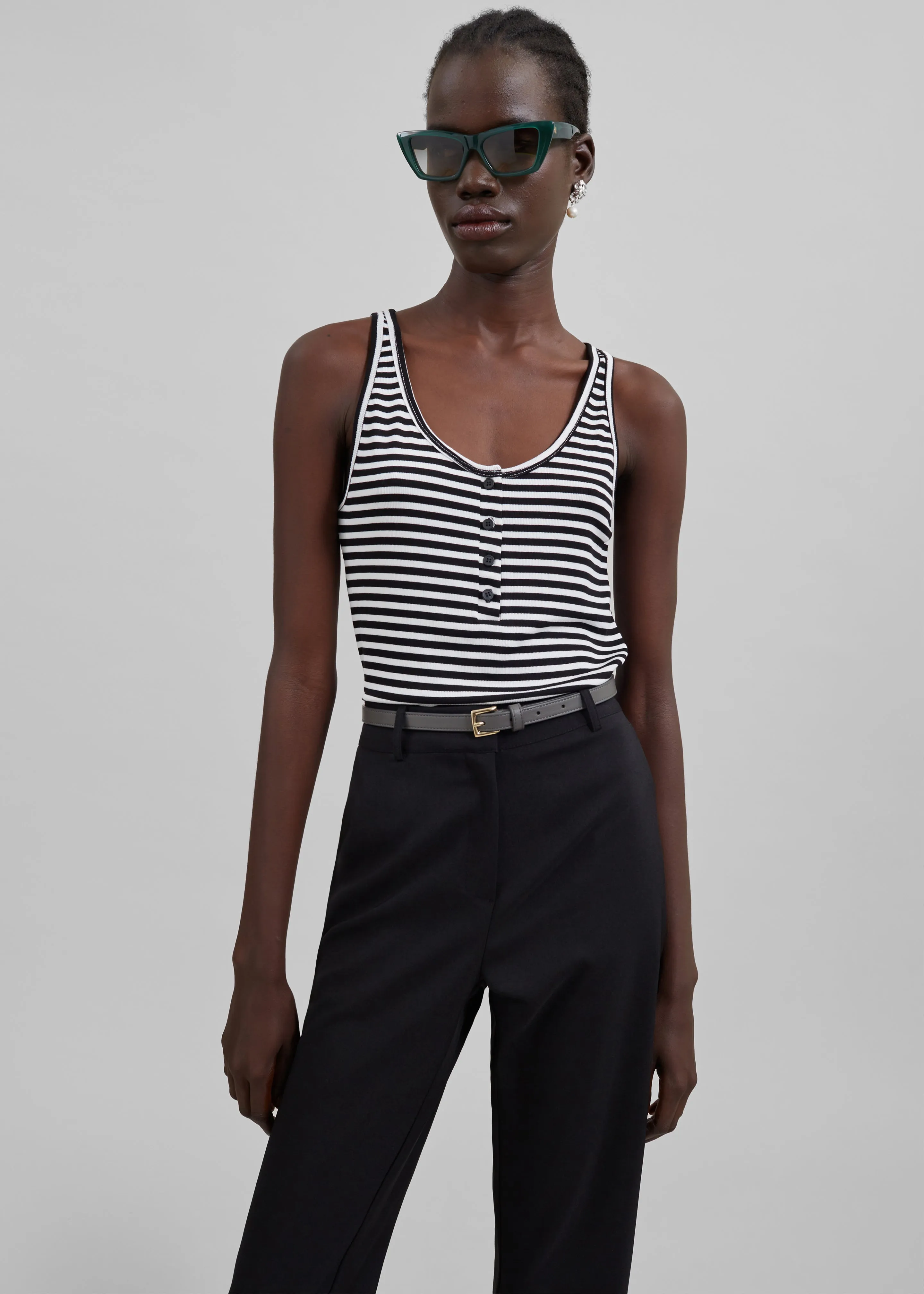 Daya Tank Top - Black/White Stripe sold by Frankie Shop product image thumbnail 4
