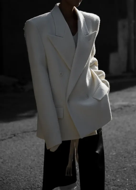Keira Double Breasted Wool Blazer - Cream sold by Frankie Shop