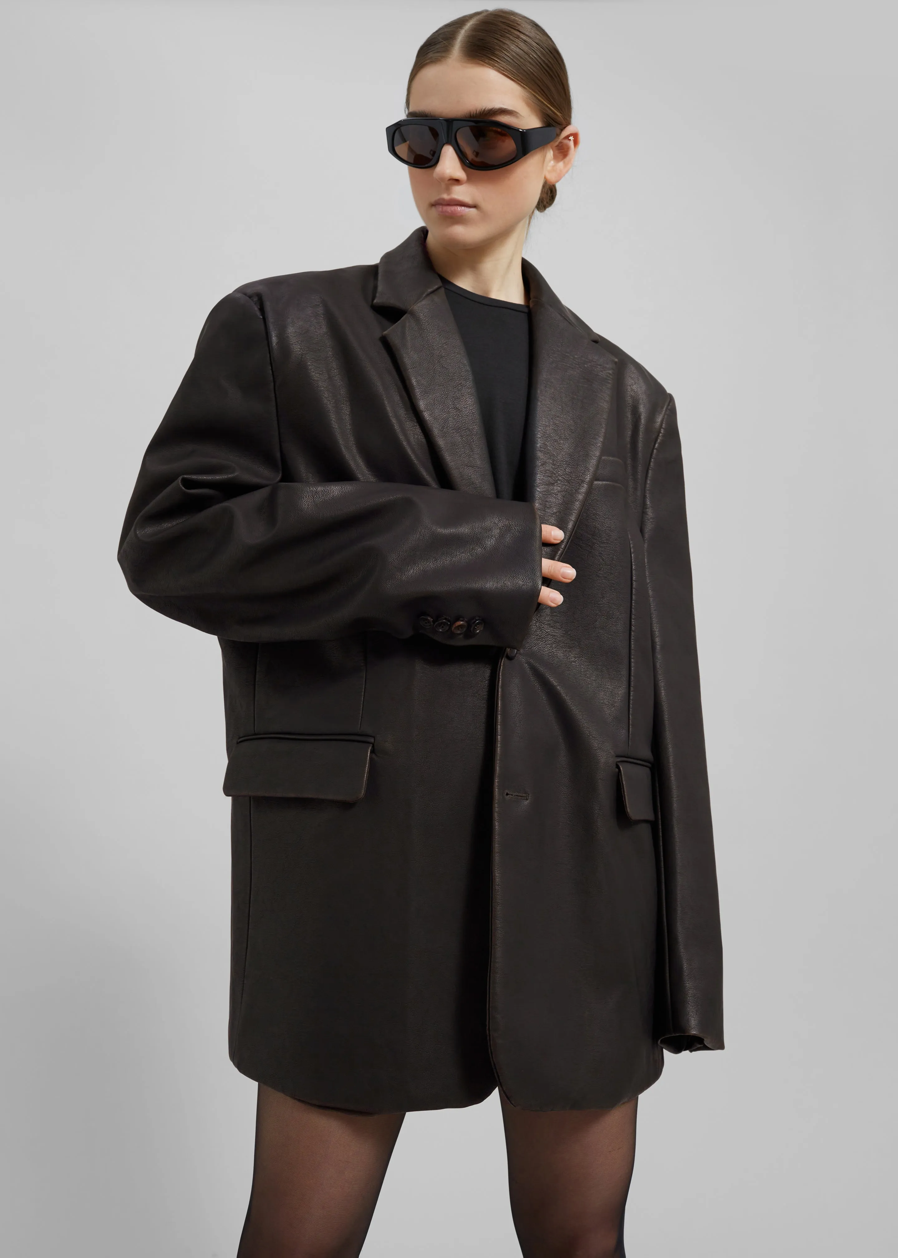 Kelso Faux Leather Blazer - Brown sold by Frankie Shop product image thumbnail 4