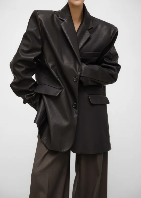 Kelso Faux Leather Blazer - Brown sold by Frankie Shop