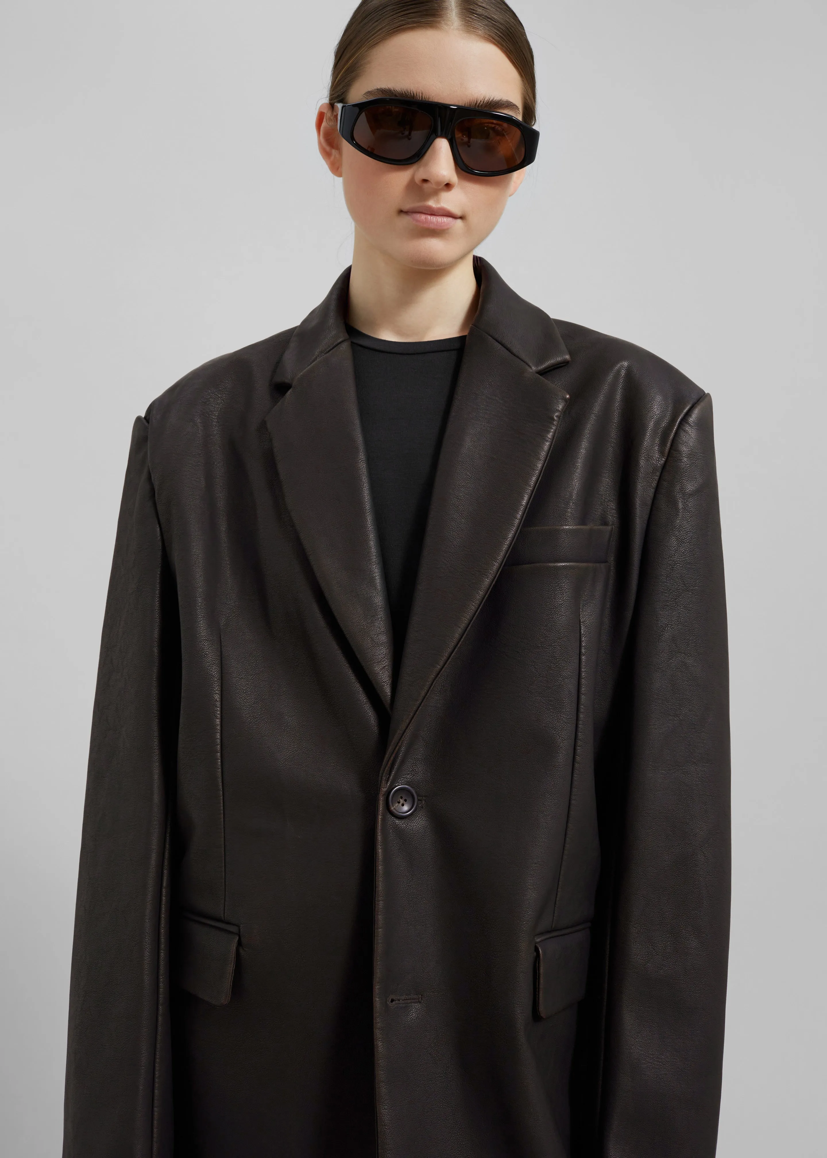 Kelso Faux Leather Blazer - Brown sold by Frankie Shop product image thumbnail 5