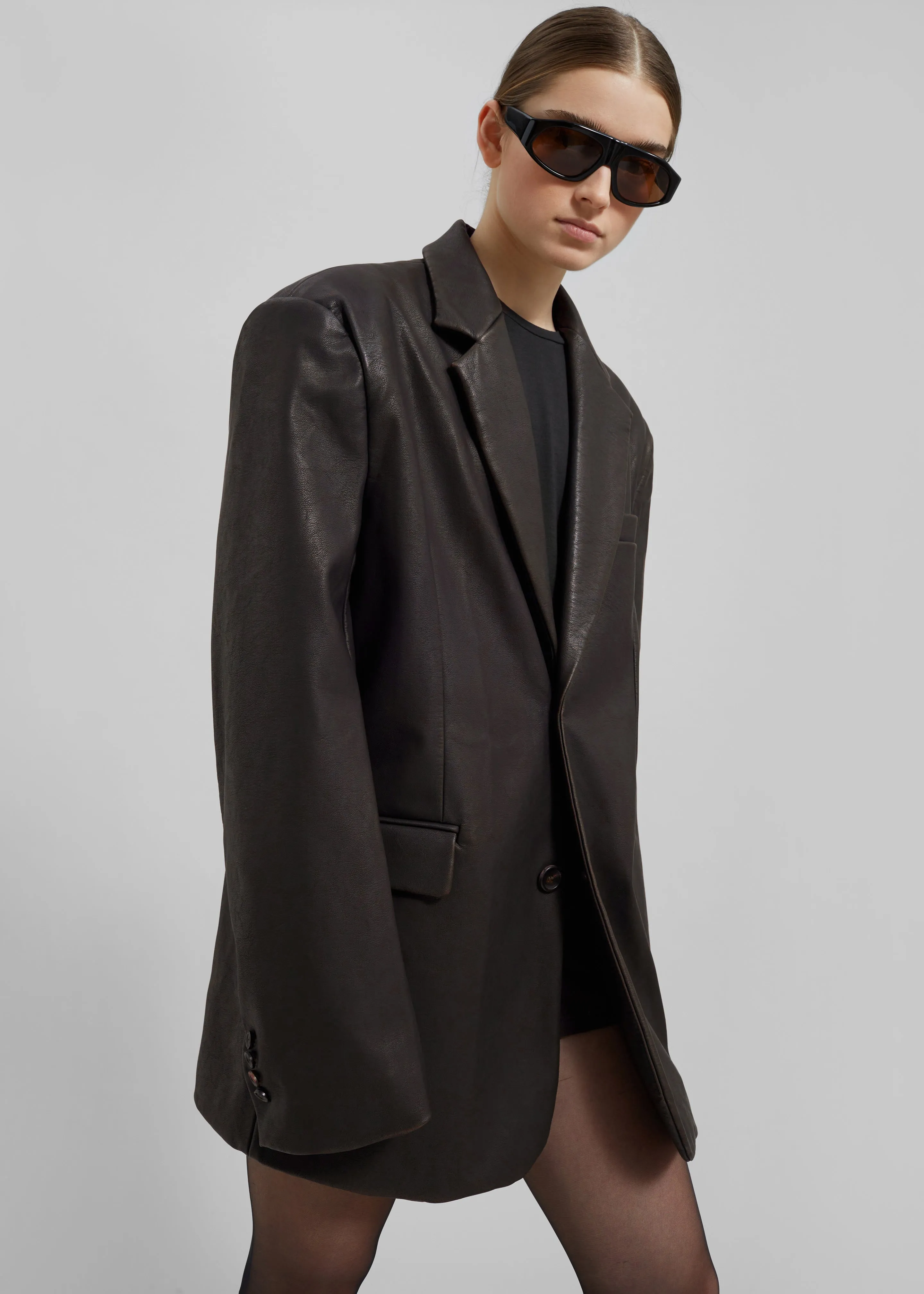 Kelso Faux Leather Blazer - Brown sold by Frankie Shop product image thumbnail 2