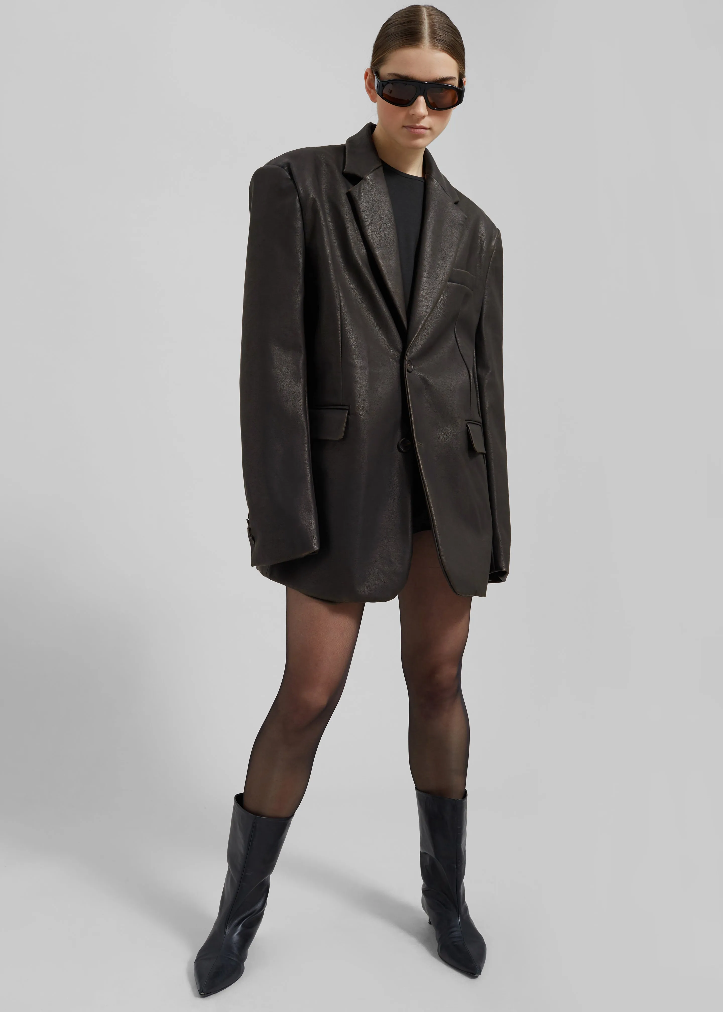 Kelso Faux Leather Blazer - Brown sold by Frankie Shop product image thumbnail 3