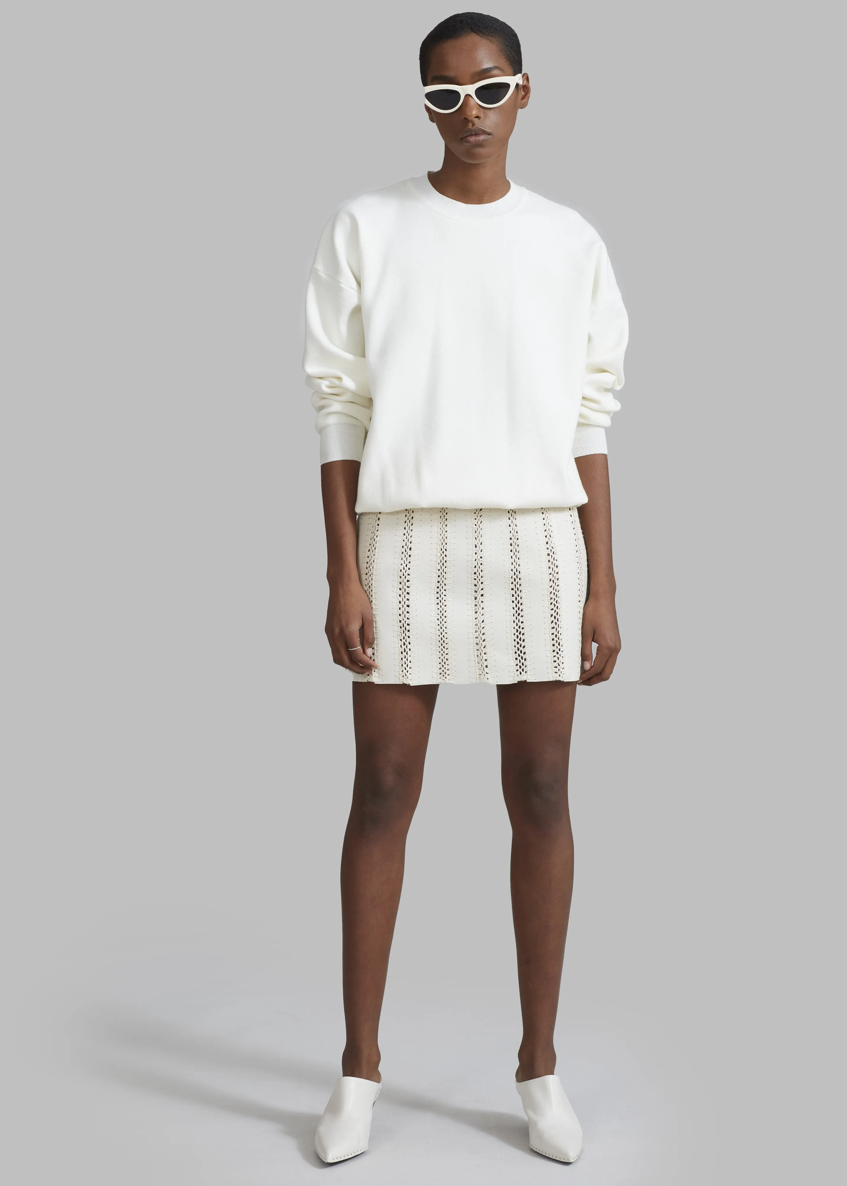 REMAIN Leather Crochet Mini Skirt - Egret sold by Frankie Shop product image thumbnail 4