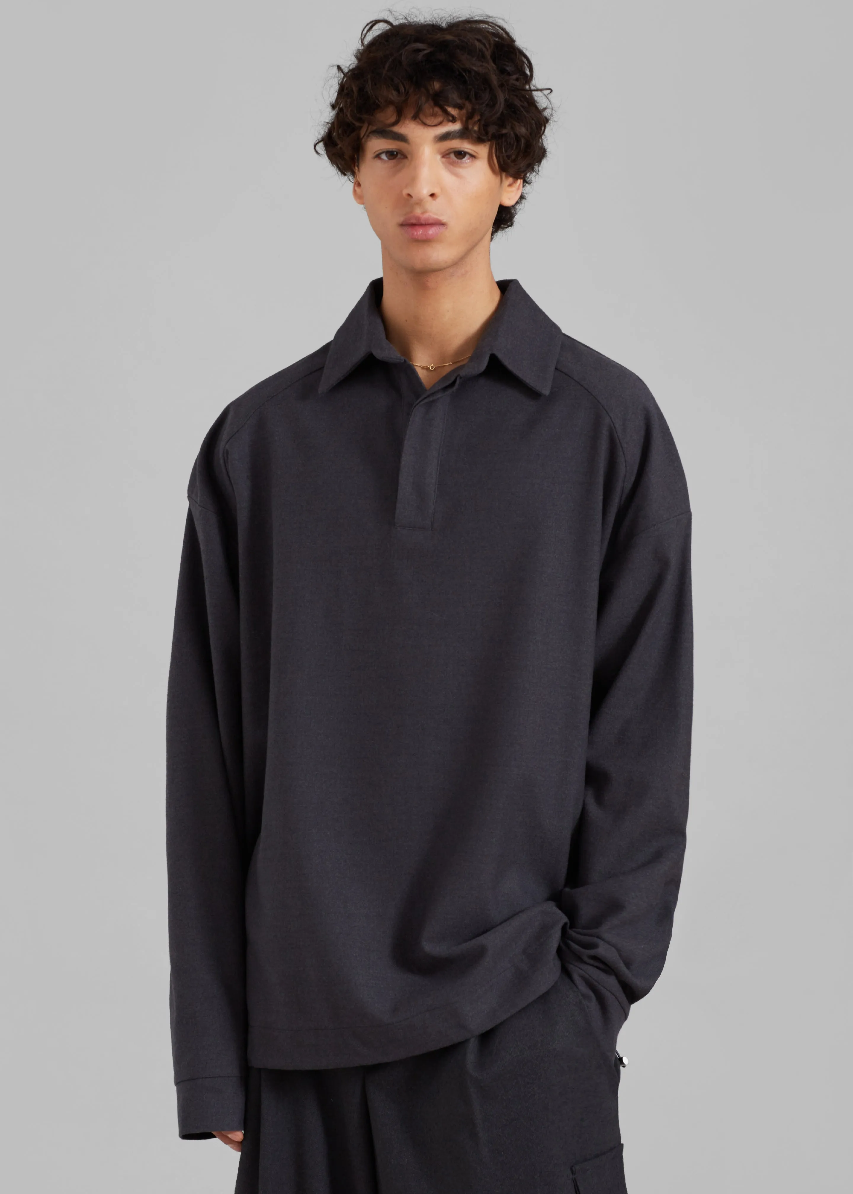 Dennis Drawstring Polo - Charcoal sold by Frankie Shop