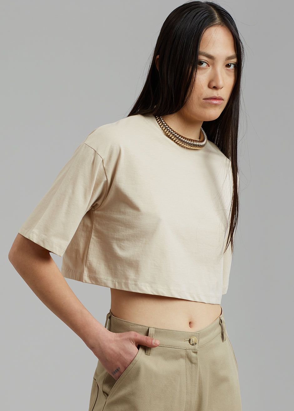Karina Cropped T-Shirt - Sand sold by Frankie Shop product image thumbnail 3