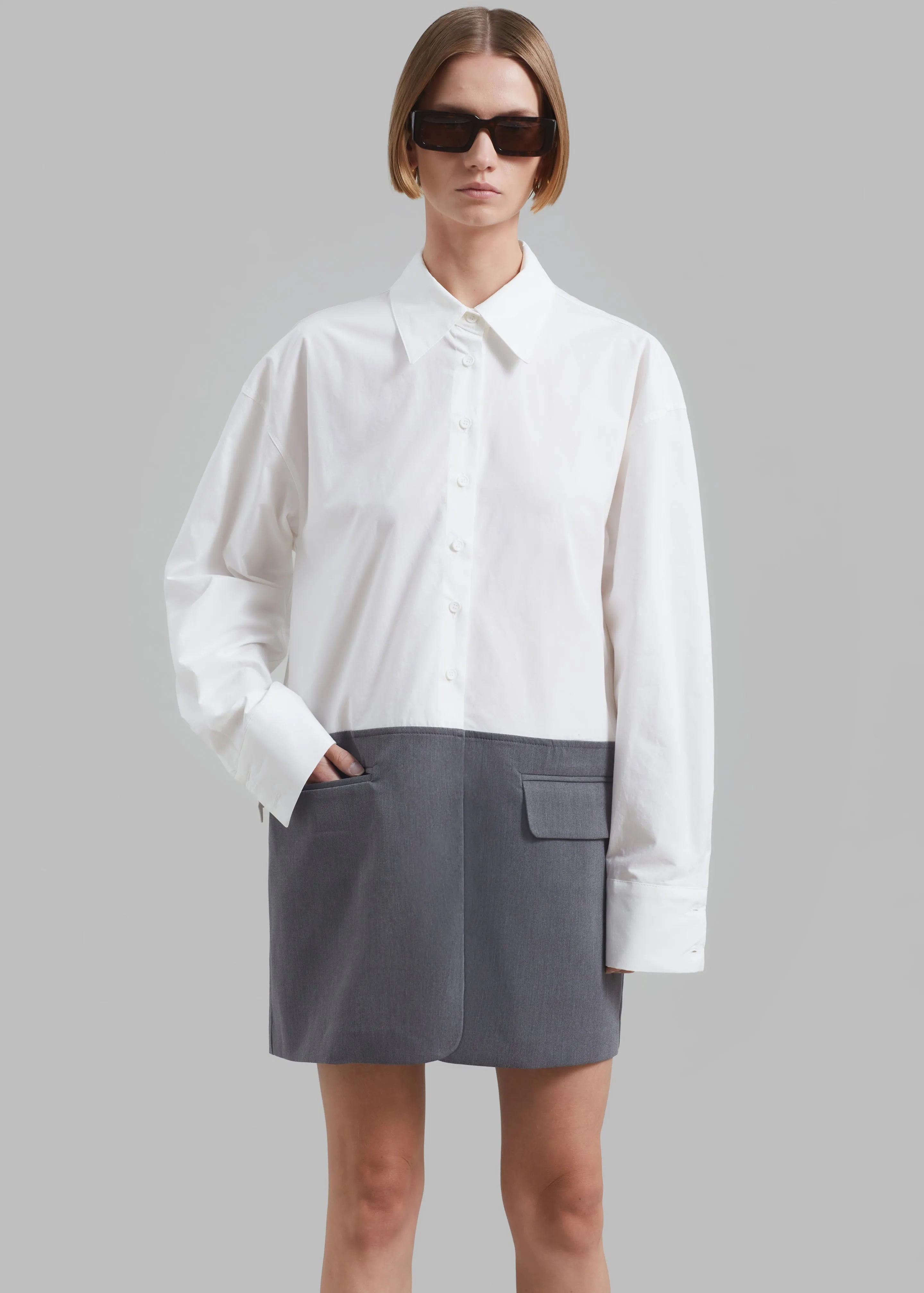 Marissa Shirt Dress - White/Grey sold by Frankie Shop product image thumbnail 3