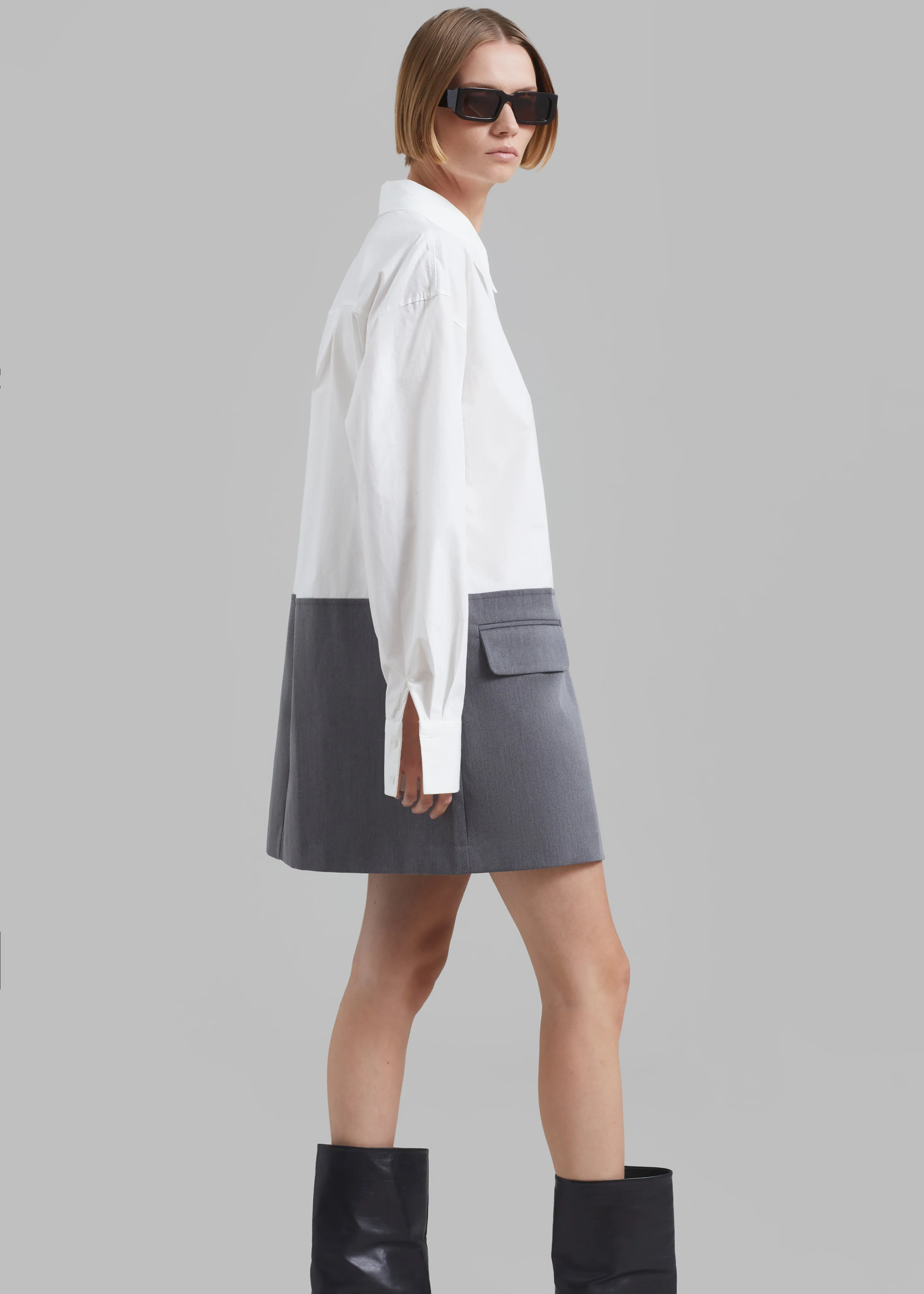 Marissa Shirt Dress - White/Grey sold by Frankie Shop product image thumbnail 2