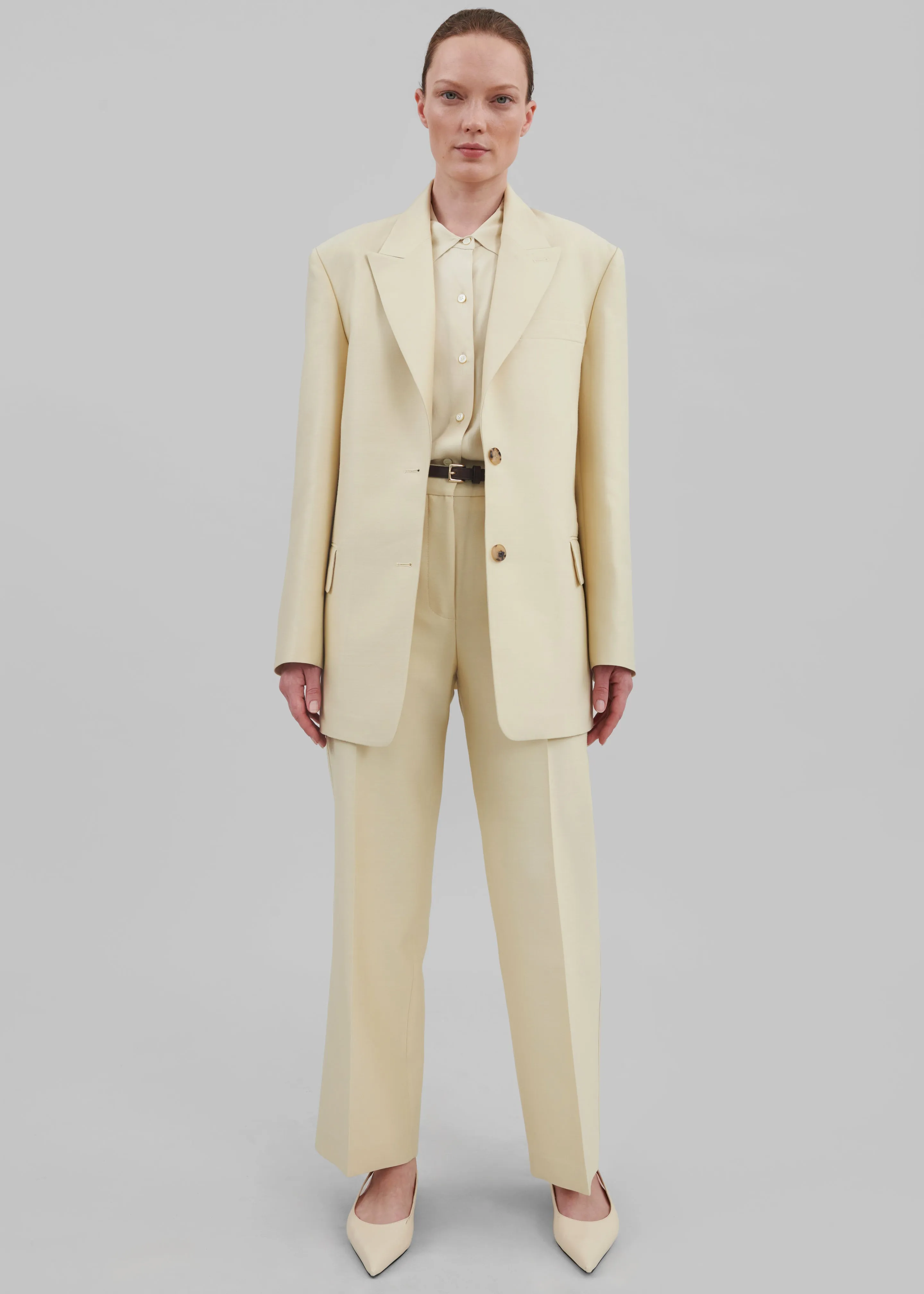 Emra Silk Trousers - Pale Yellow sold by Frankie Shop product image thumbnail 3