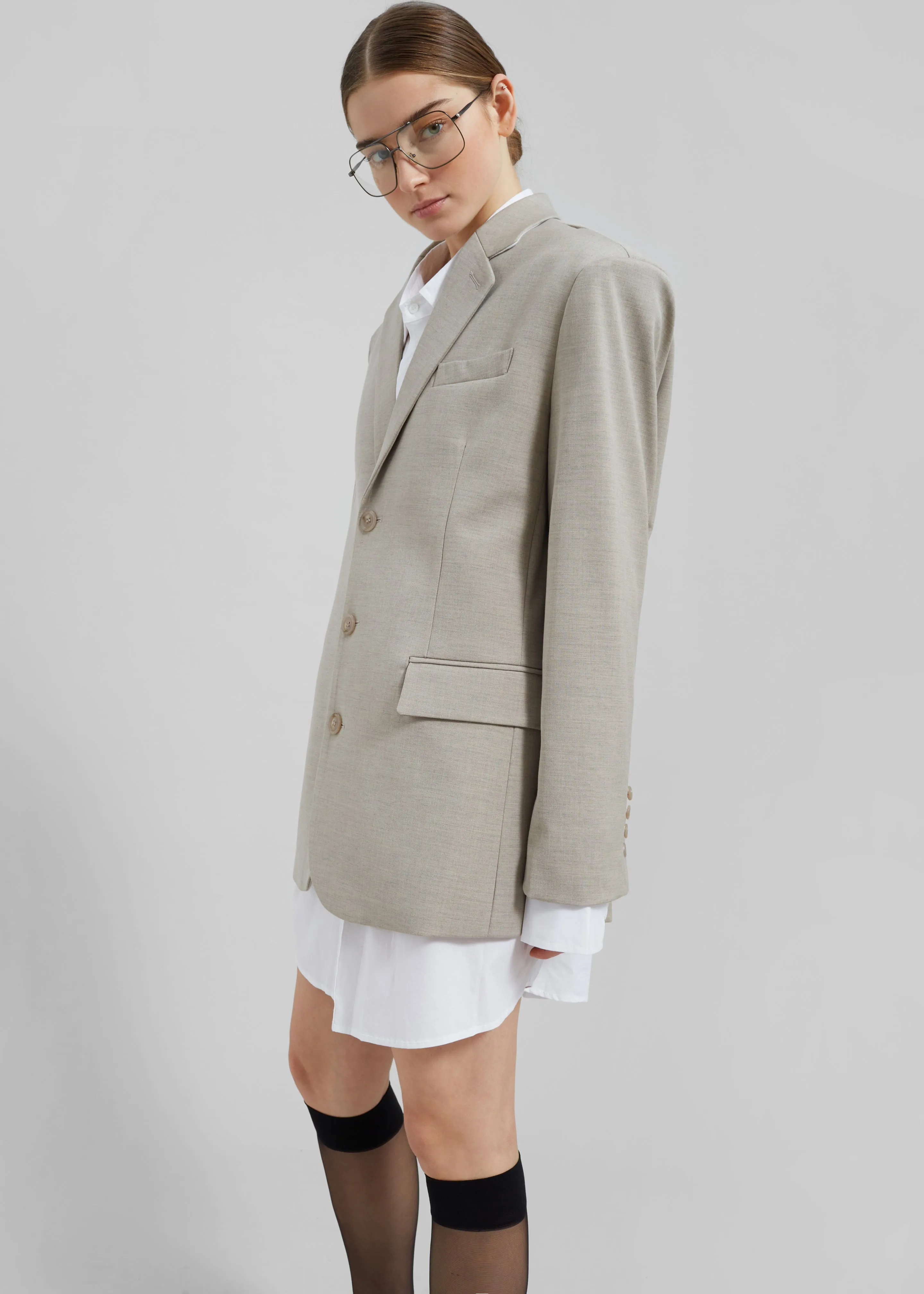 Gelso Oversized Blazer - Light Taupe Melange sold by Frankie Shop product image thumbnail 5
