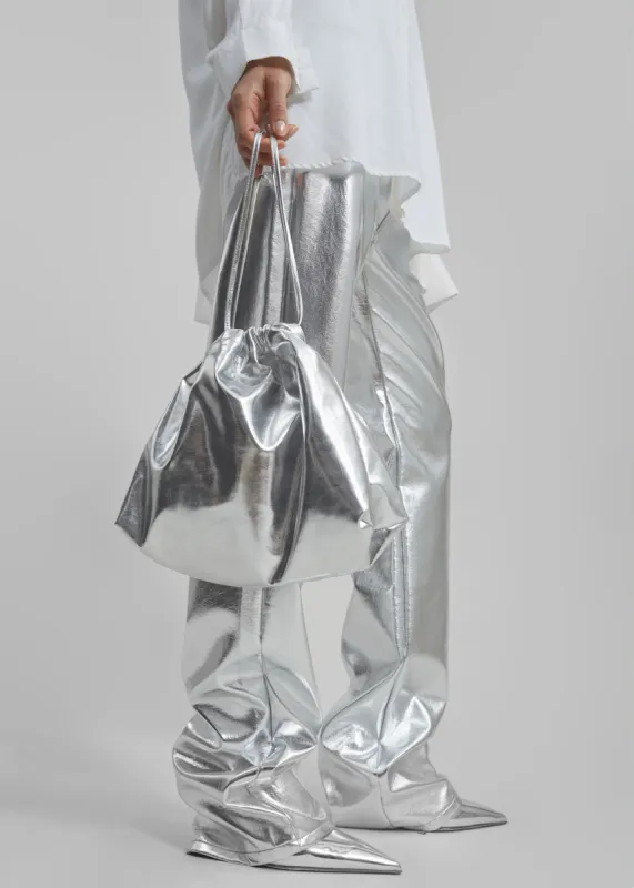 Morgan Faux Leather Small Pouch - Silver made by Frankie Shop