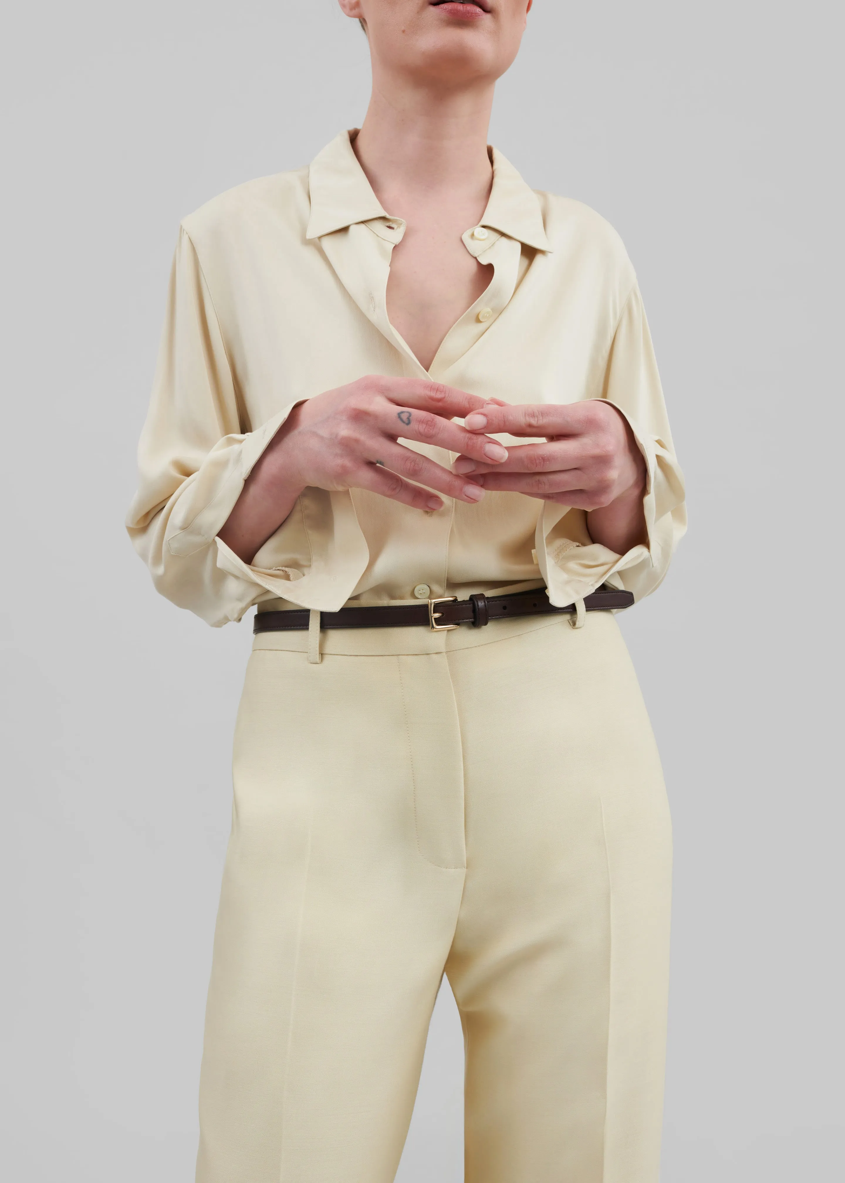 Emra Silk Trousers - Pale Yellow sold by Frankie Shop product image thumbnail 2