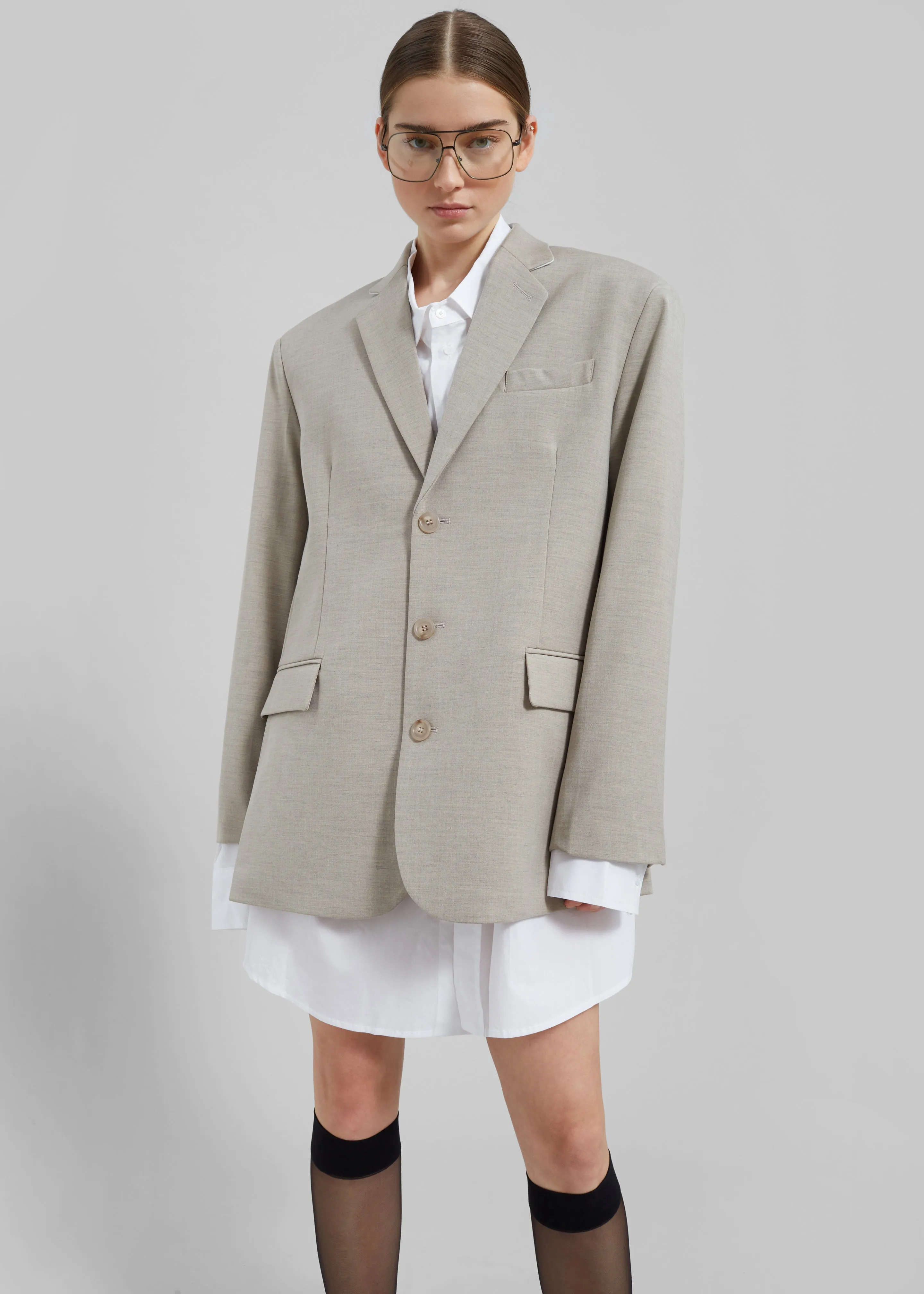 Gelso Oversized Blazer - Light Taupe Melange sold by Frankie Shop