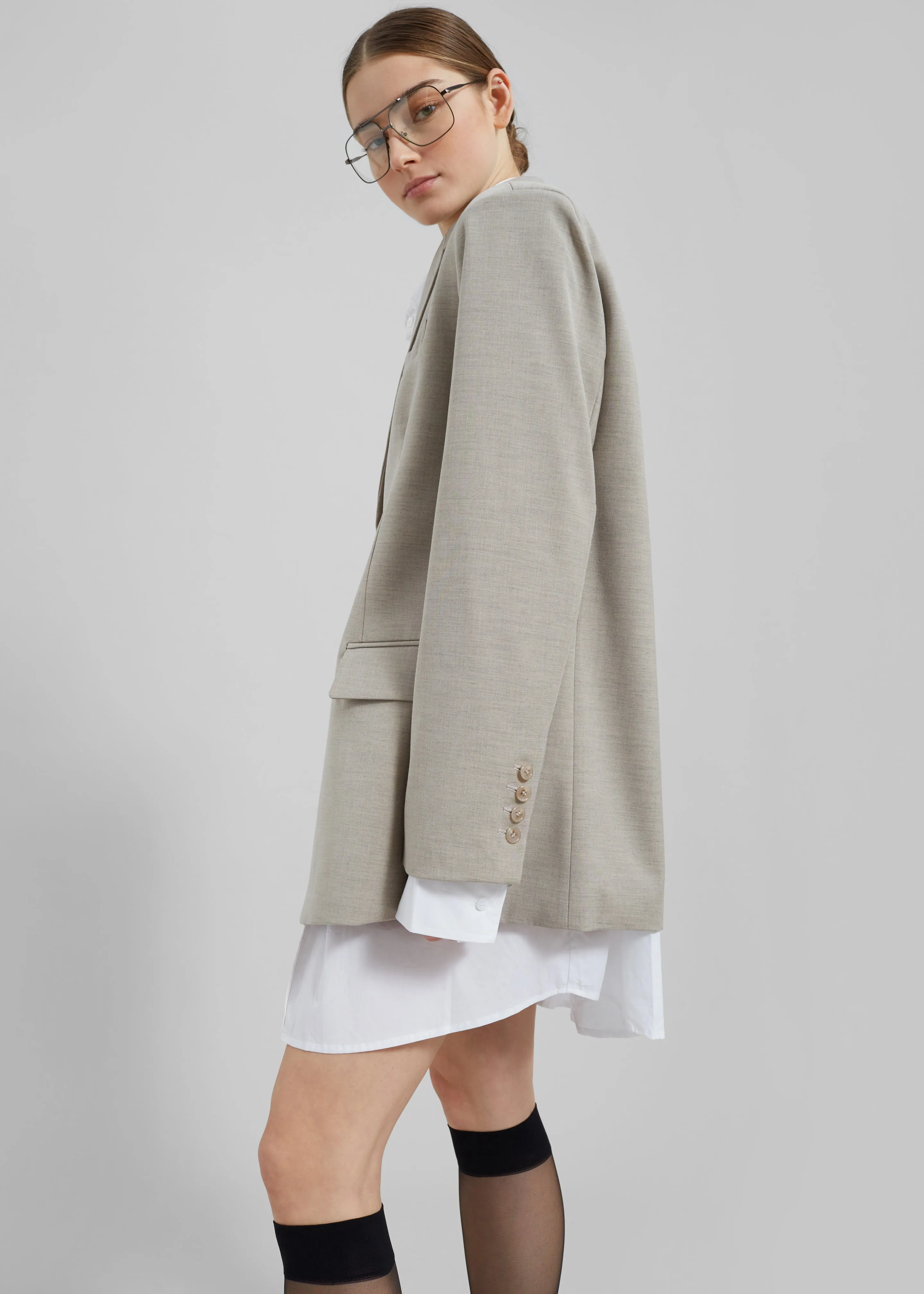 Gelso Oversized Blazer - Light Taupe Melange sold by Frankie Shop product image thumbnail 4
