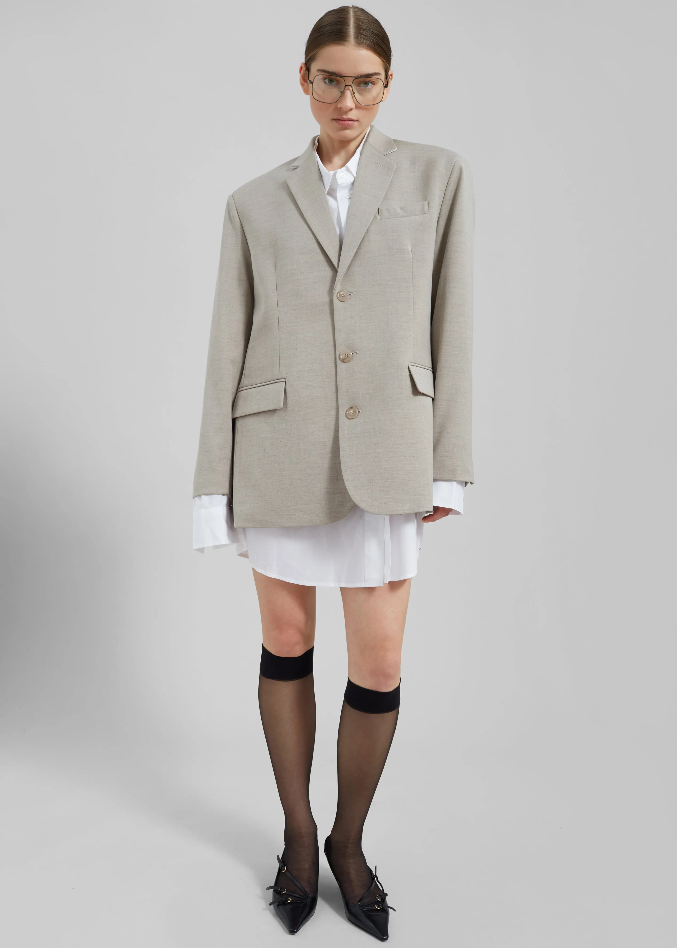 Gelso Oversized Blazer - Light Taupe Melange sold by Frankie Shop product image thumbnail 3