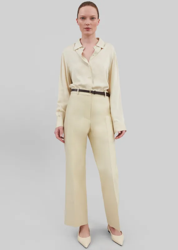 Emra Silk Trousers - Pale Yellow sold by Frankie Shop