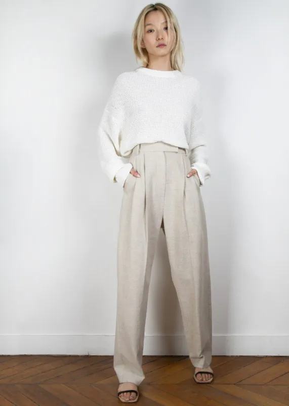 Pace Pleated Linen Blend Pants - Sand made by Frankie Shop
