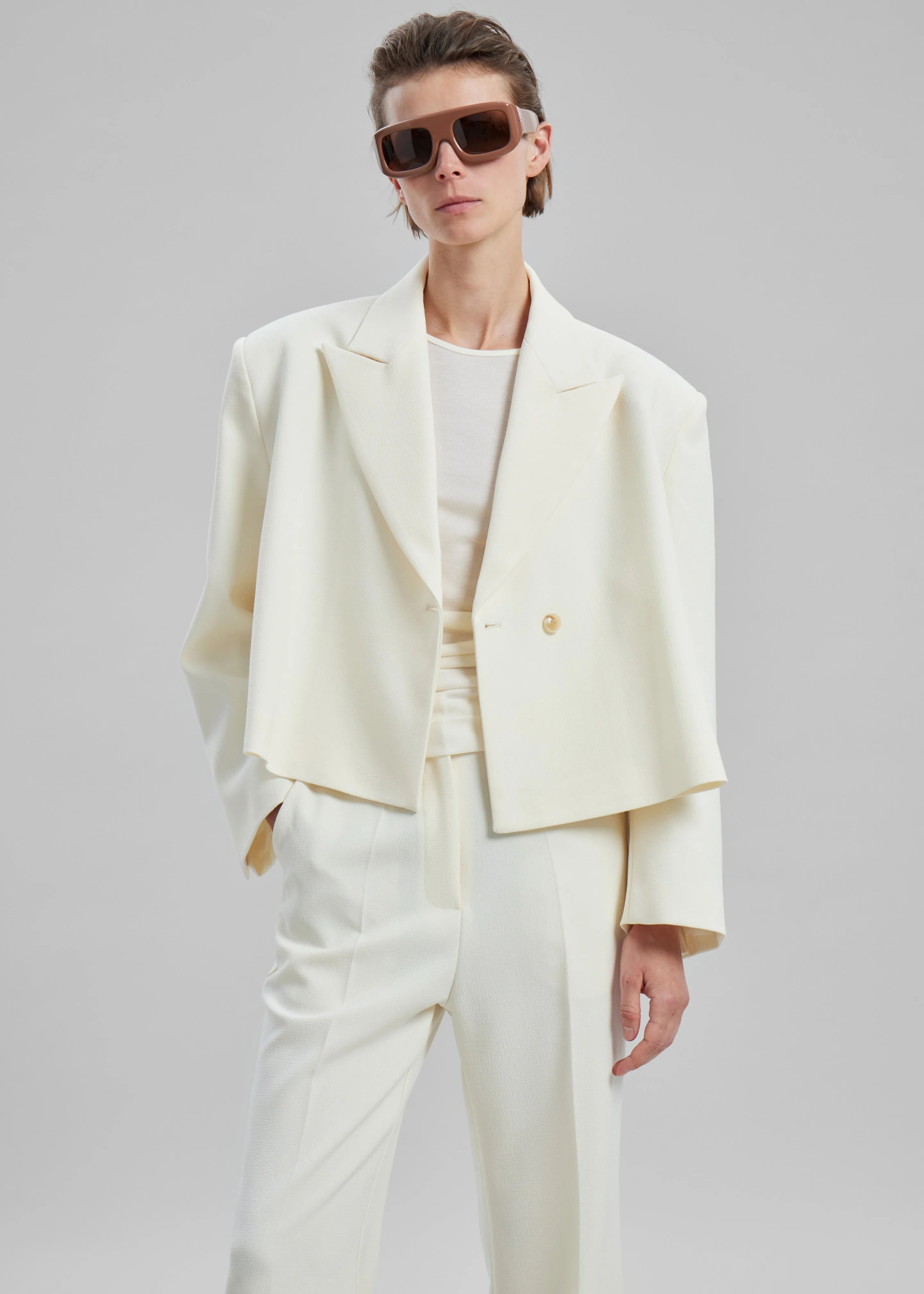 Layne Cropped Blazer - Off White sold by Frankie Shop product image thumbnail 5