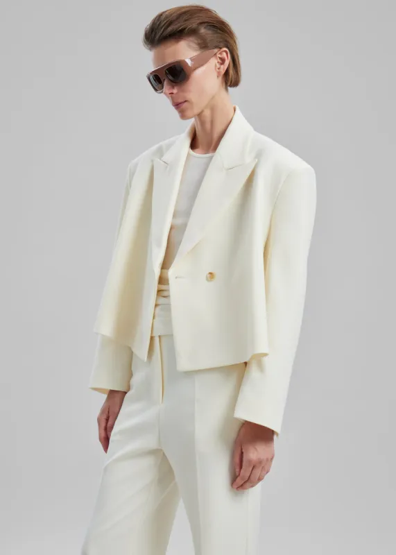 Layne Cropped Blazer - Off White made by Frankie Shop