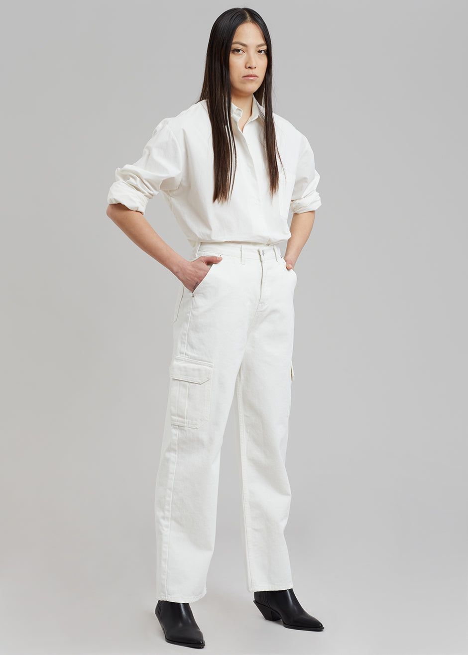 Kai Cargo Denim Pants - White sold by Frankie Shop