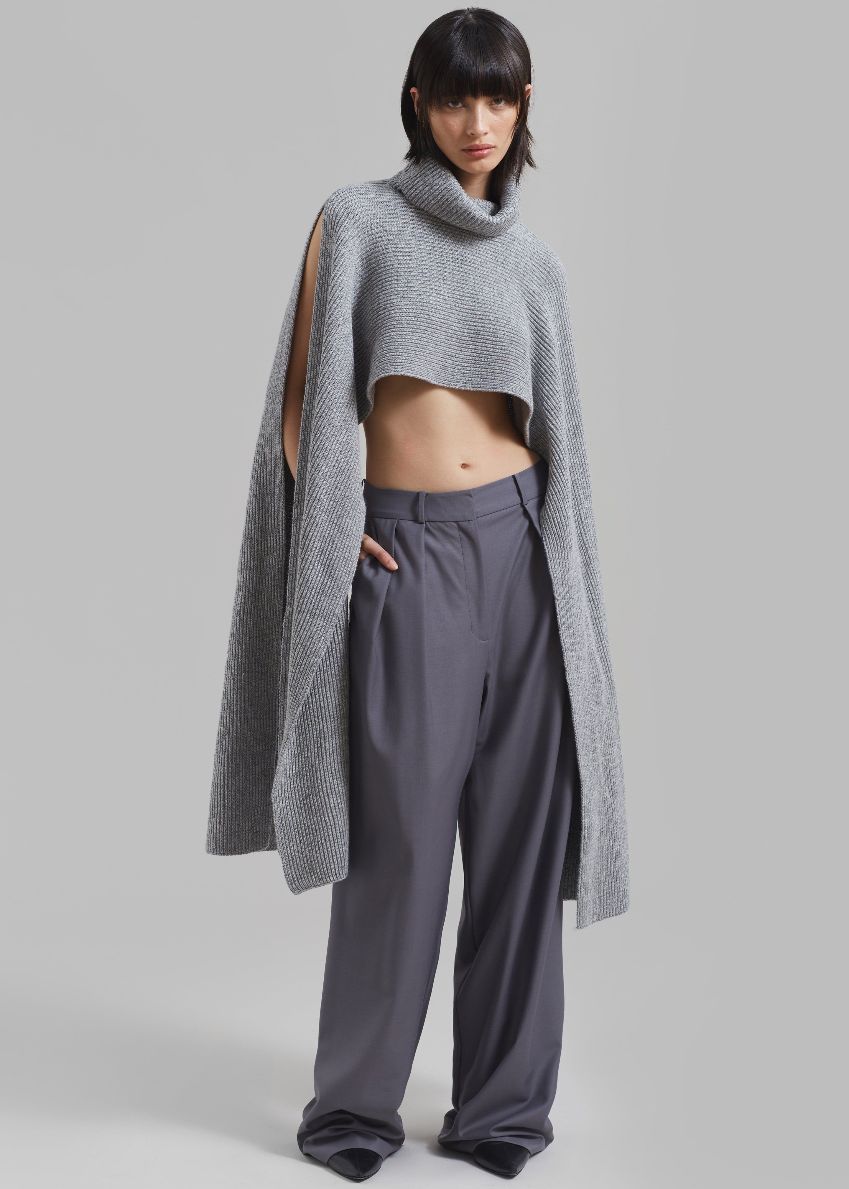 Bobbie Cropped Turtleneck Poncho - Grey sold by Frankie Shop