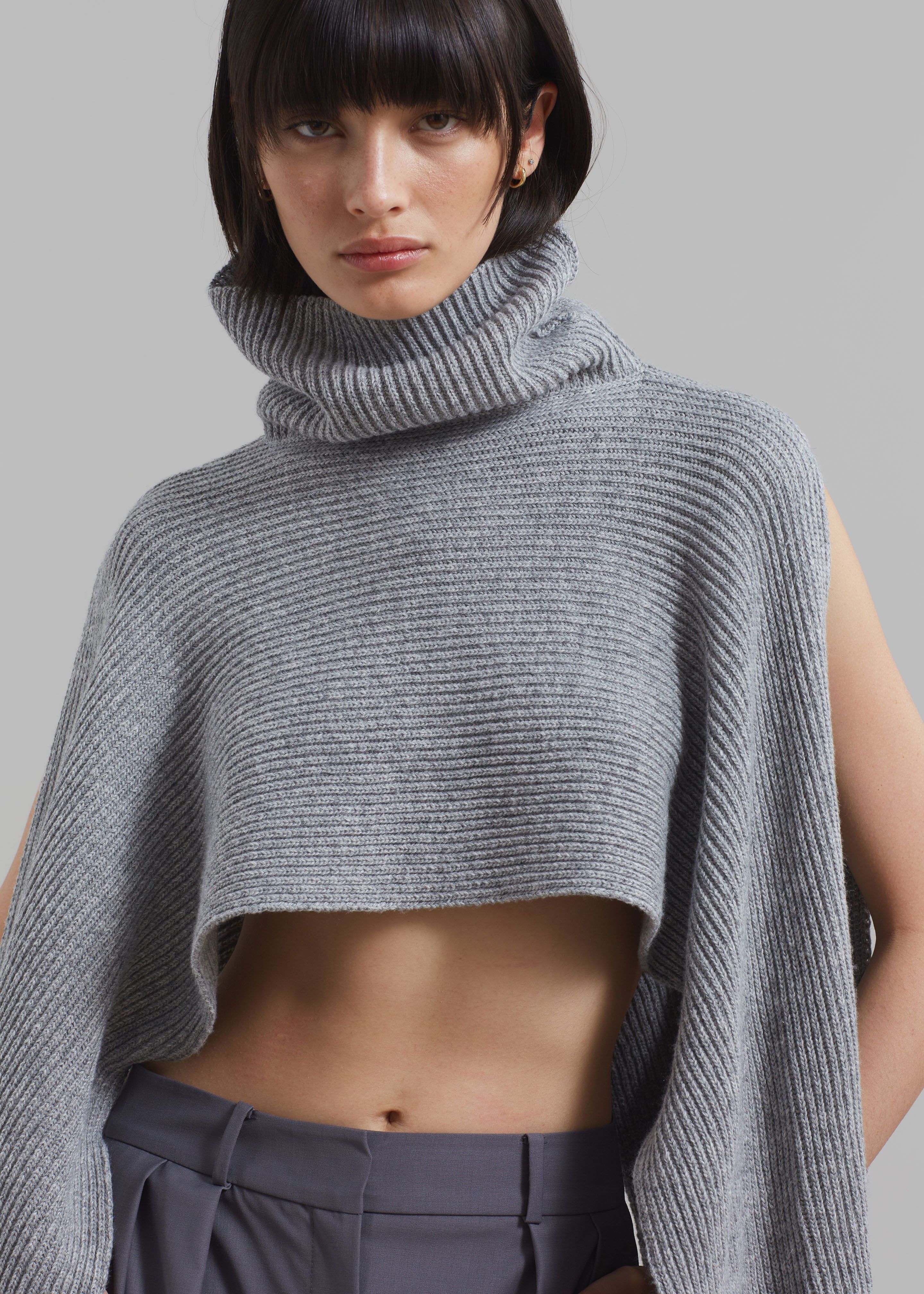 Bobbie Cropped Turtleneck Poncho - Grey sold by Frankie Shop product image thumbnail 5