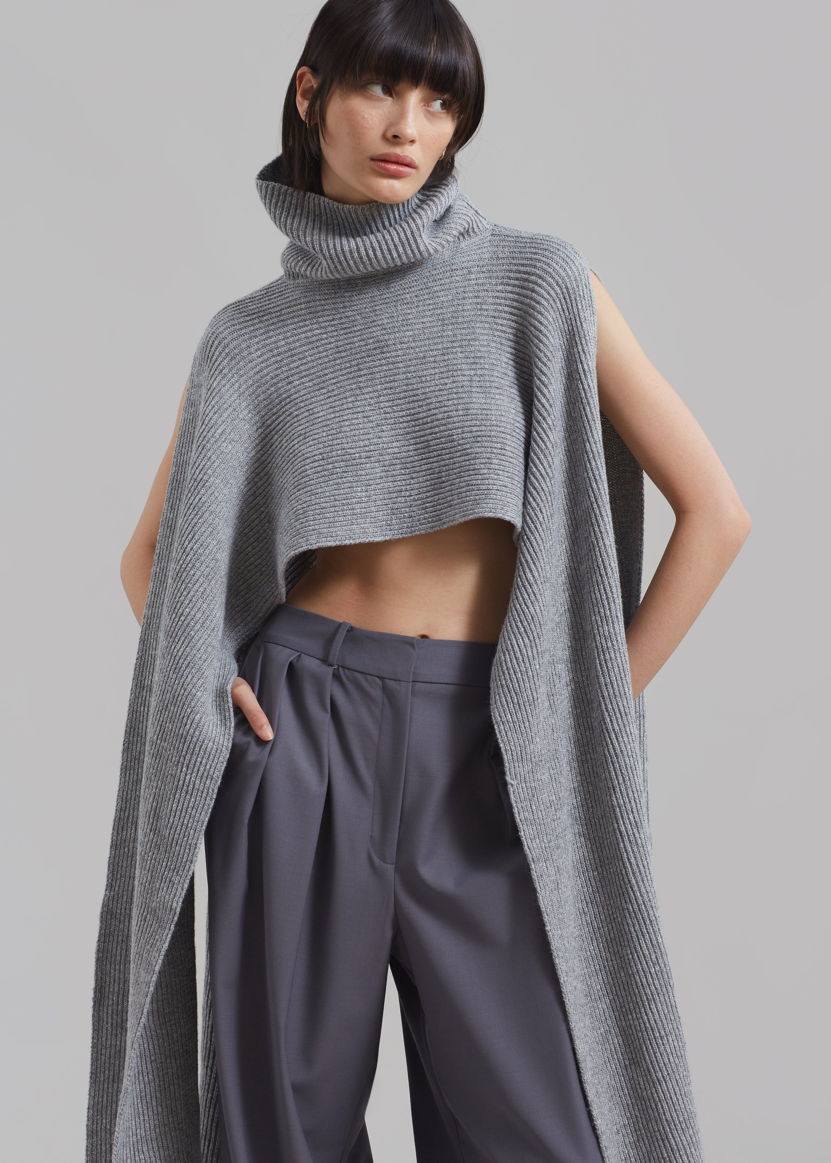 Bobbie Cropped Turtleneck Poncho - Grey sold by Frankie Shop product image thumbnail 2