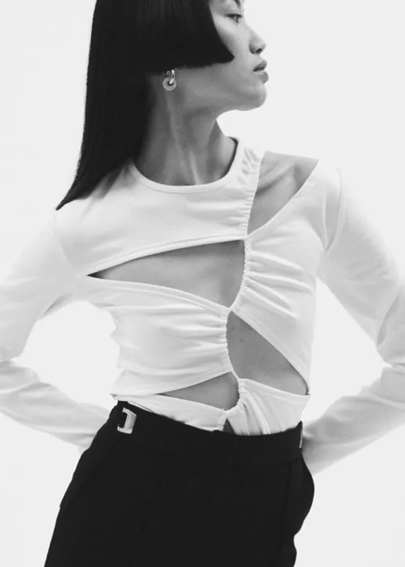 Sid Neigum Tension Cutout Top - Cream sold by Frankie Shop