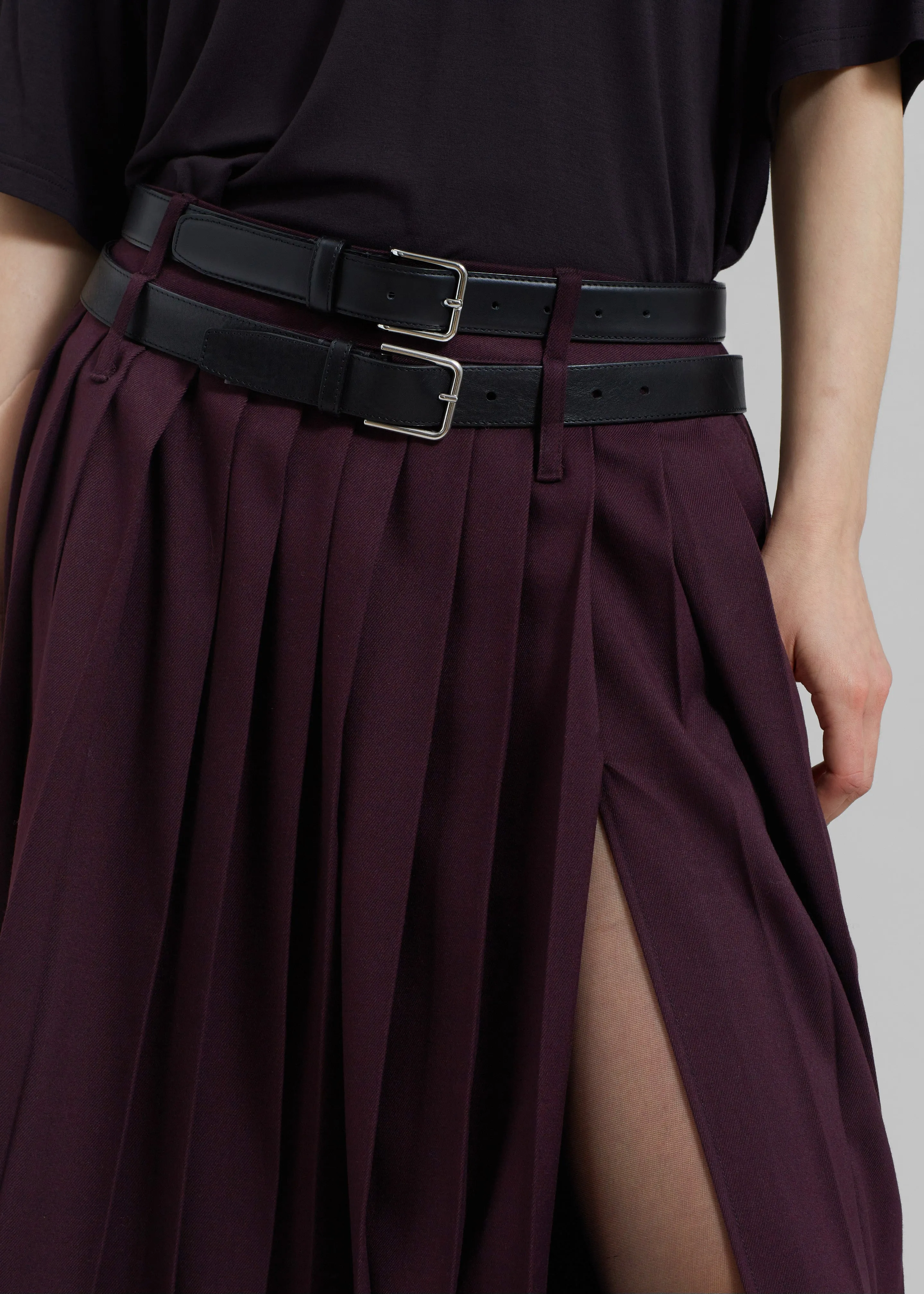 Bailey Long Pleated Skirt - Burgundy sold by Frankie Shop product image thumbnail 5