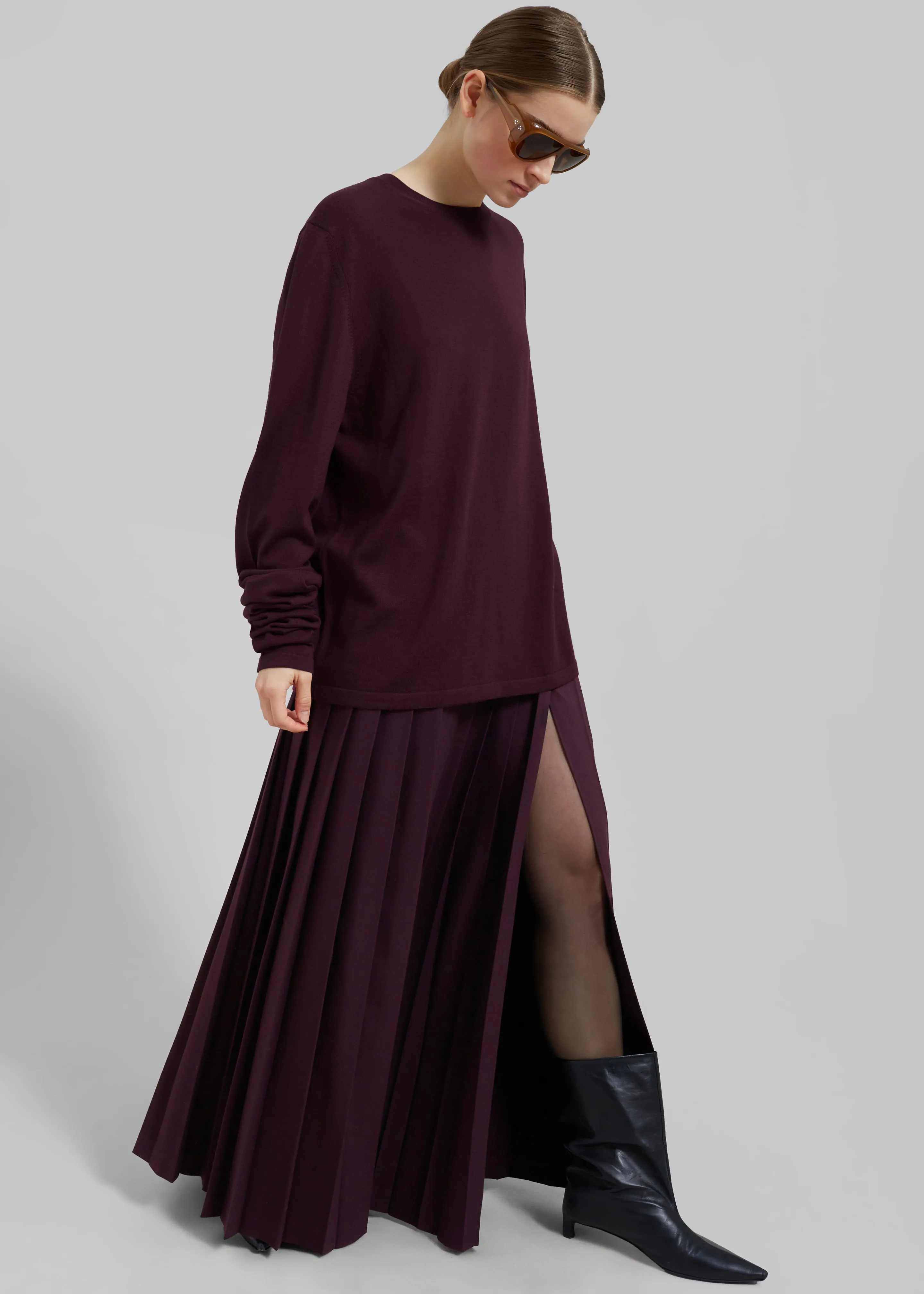 Bailey Long Pleated Skirt - Burgundy sold by Frankie Shop product image thumbnail 3