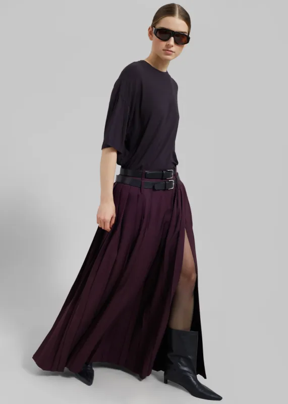 Bailey Long Pleated Skirt - Burgundy sold by Frankie Shop