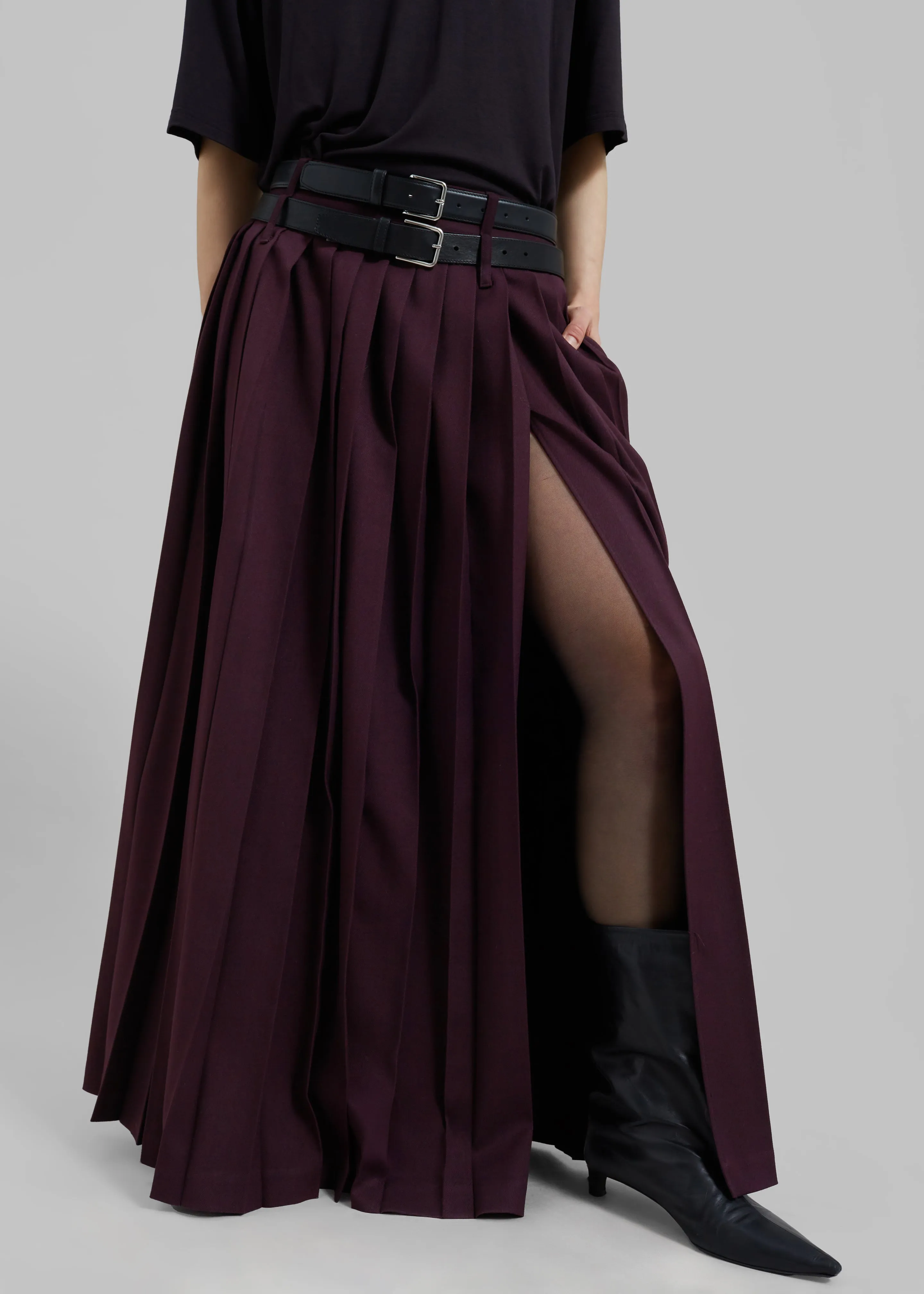 Bailey Long Pleated Skirt - Burgundy sold by Frankie Shop product image thumbnail 4