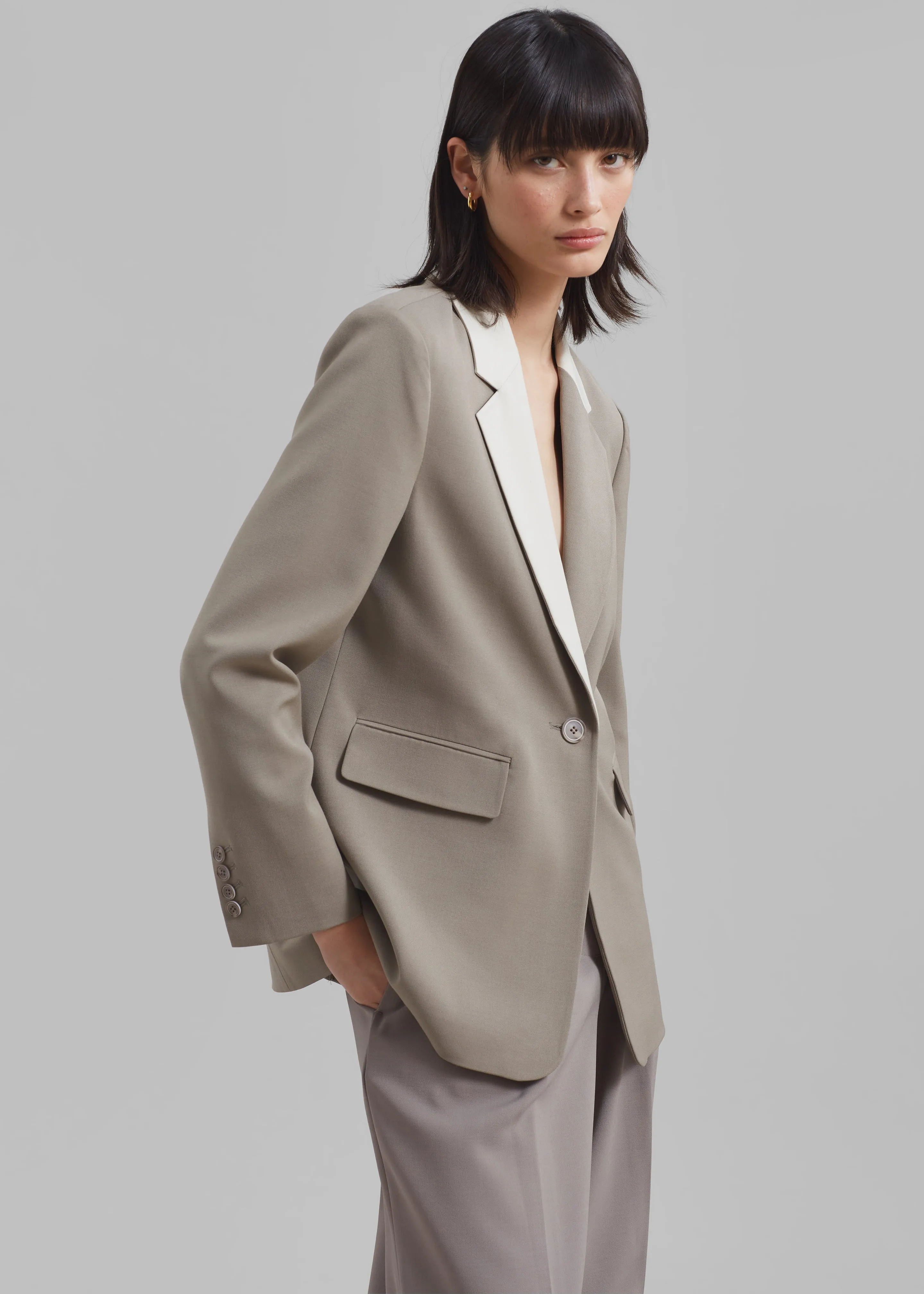 Amos Color Block Blazer - Khaki sold by Frankie Shop product image thumbnail 4