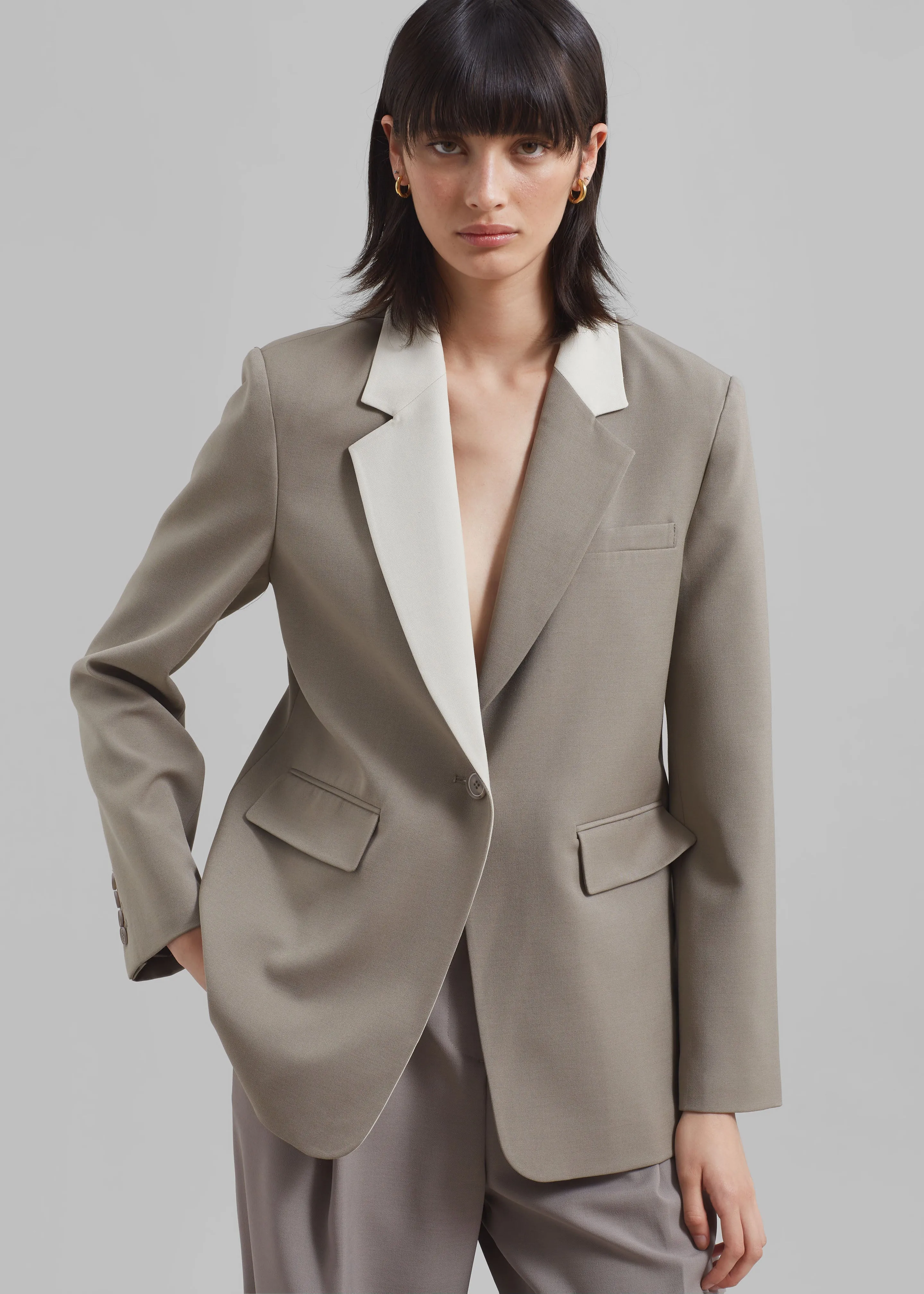 Amos Color Block Blazer - Khaki sold by Frankie Shop product image thumbnail 2