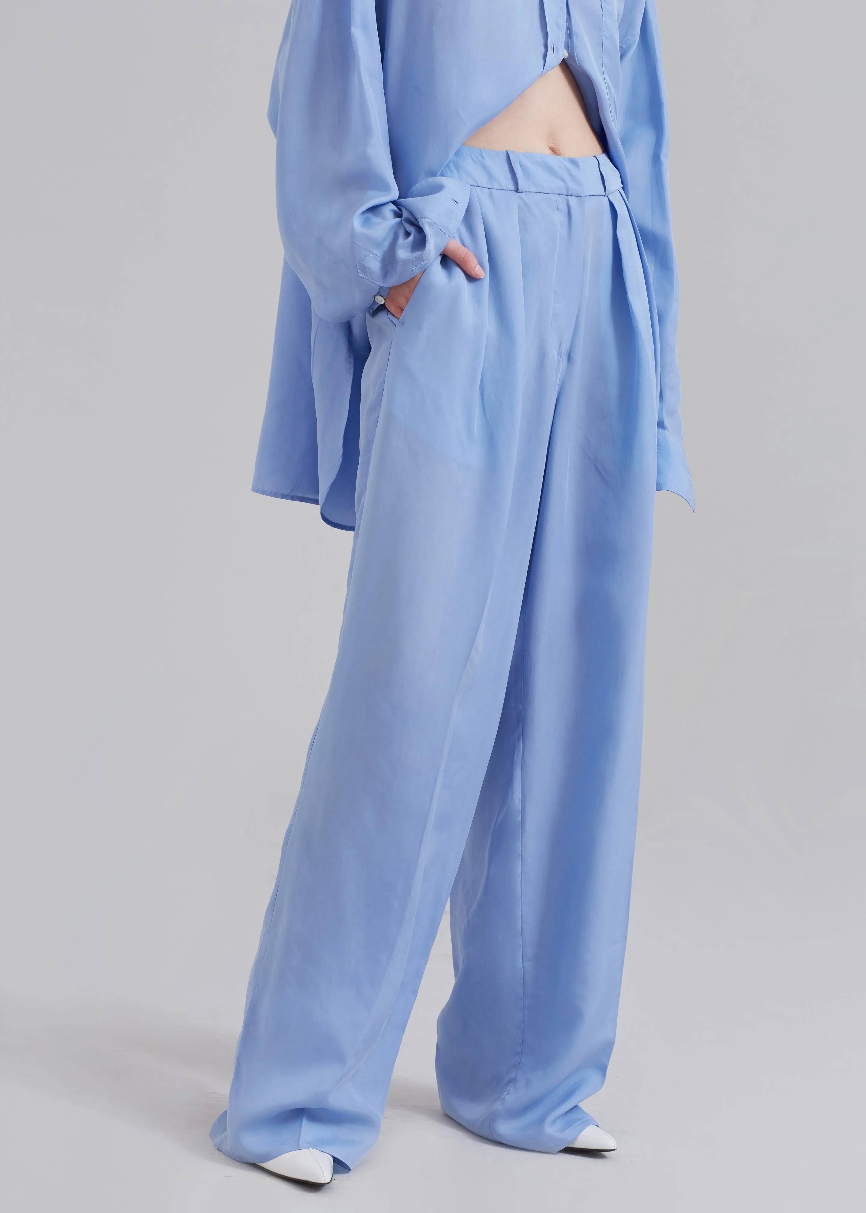 Tansy Silky Pleated Trousers - Light Blue sold by Frankie Shop product image thumbnail 3