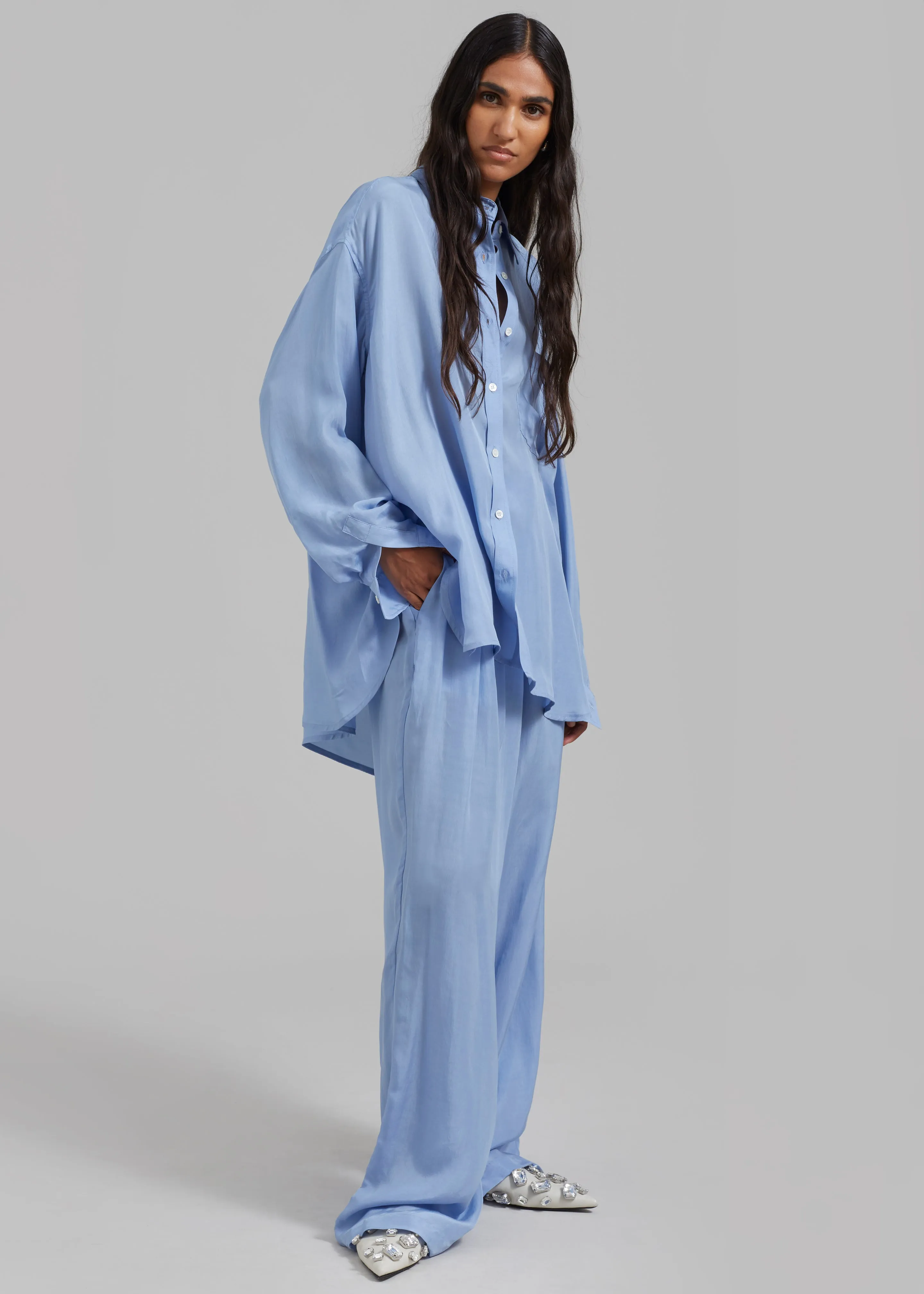 Tansy Silky Pleated Trousers - Light Blue sold by Frankie Shop product image thumbnail 5
