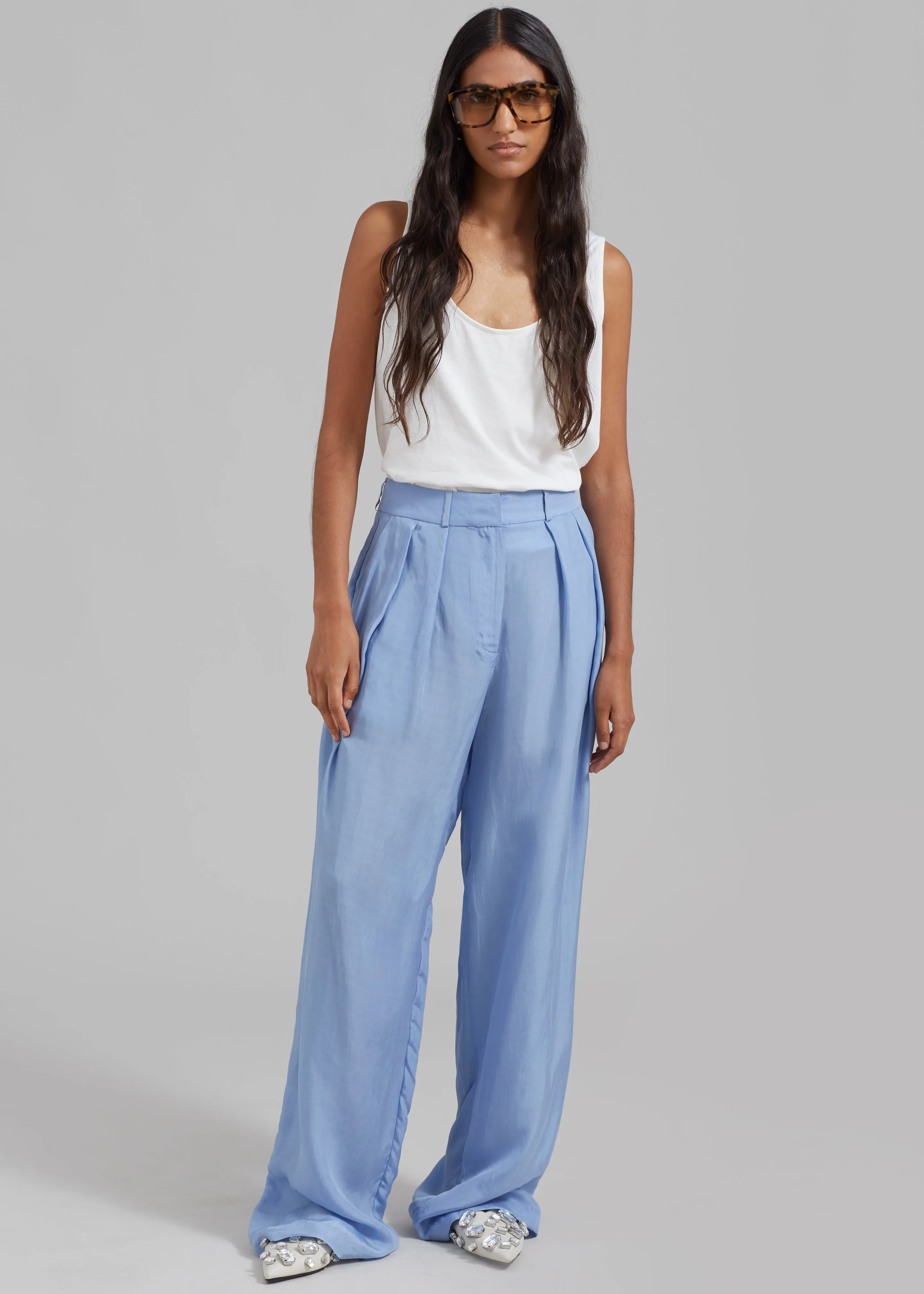 Tansy Silky Pleated Trousers - Light Blue sold by Frankie Shop product image thumbnail 2
