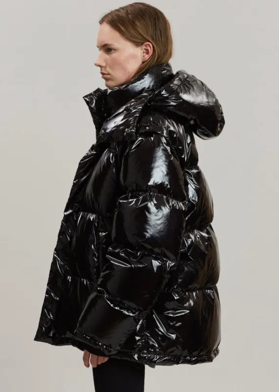 Kiev Glossy Detachable Sleeve Puffer - Black sold by Frankie Shop