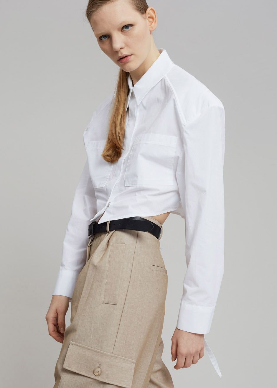 Romi Shoulder Padded Shirt - White sold by Frankie Shop