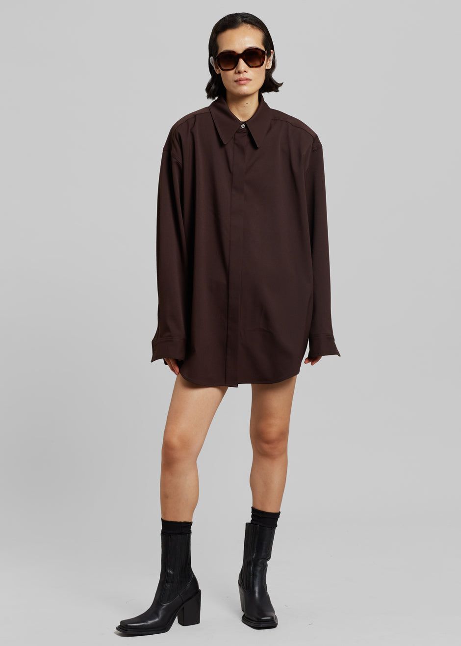 Lio Detachable Padded Shoulder Shirt - Chocolate sold by Frankie Shop product image thumbnail 6