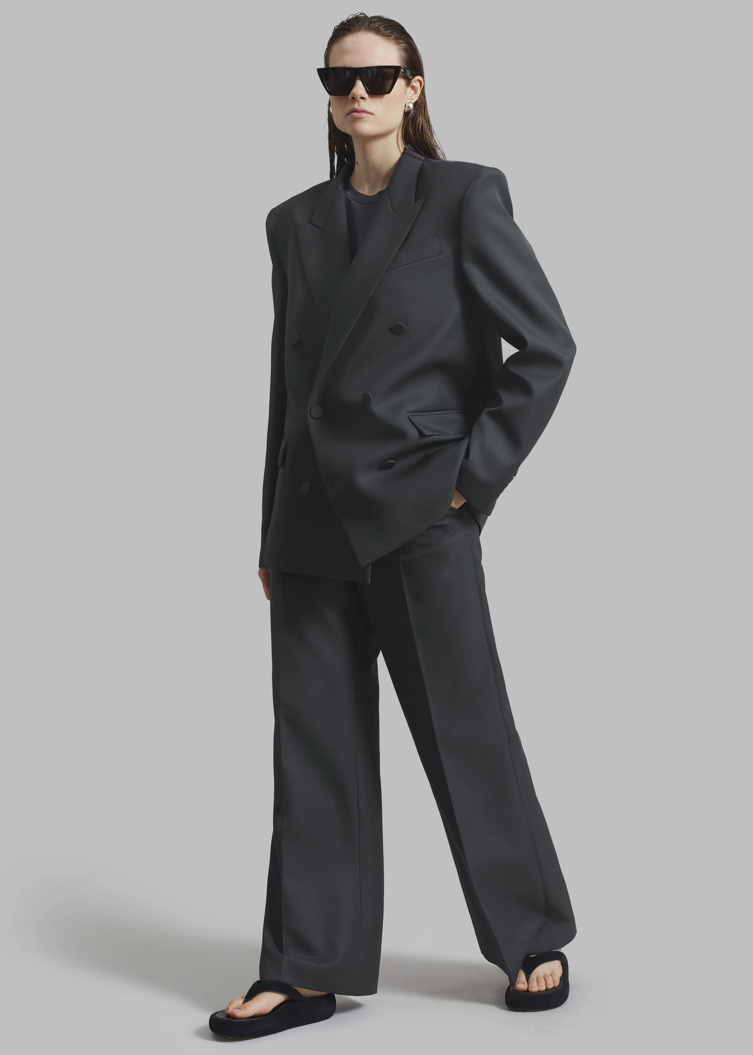 Zia Covered Buttons Blazer - Charcoal sold by Frankie Shop product image thumbnail 5