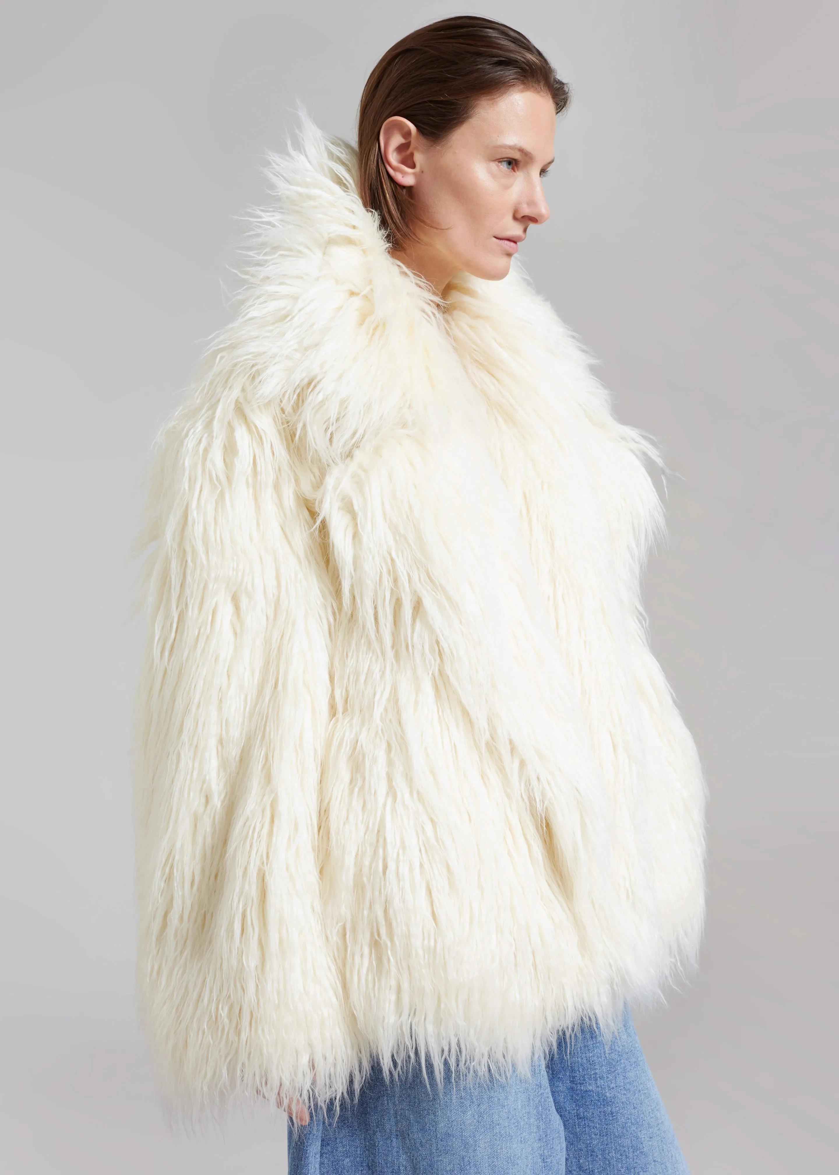 Liza Short Faux Fur Coat - Off White sold by Frankie Shop product image thumbnail 3