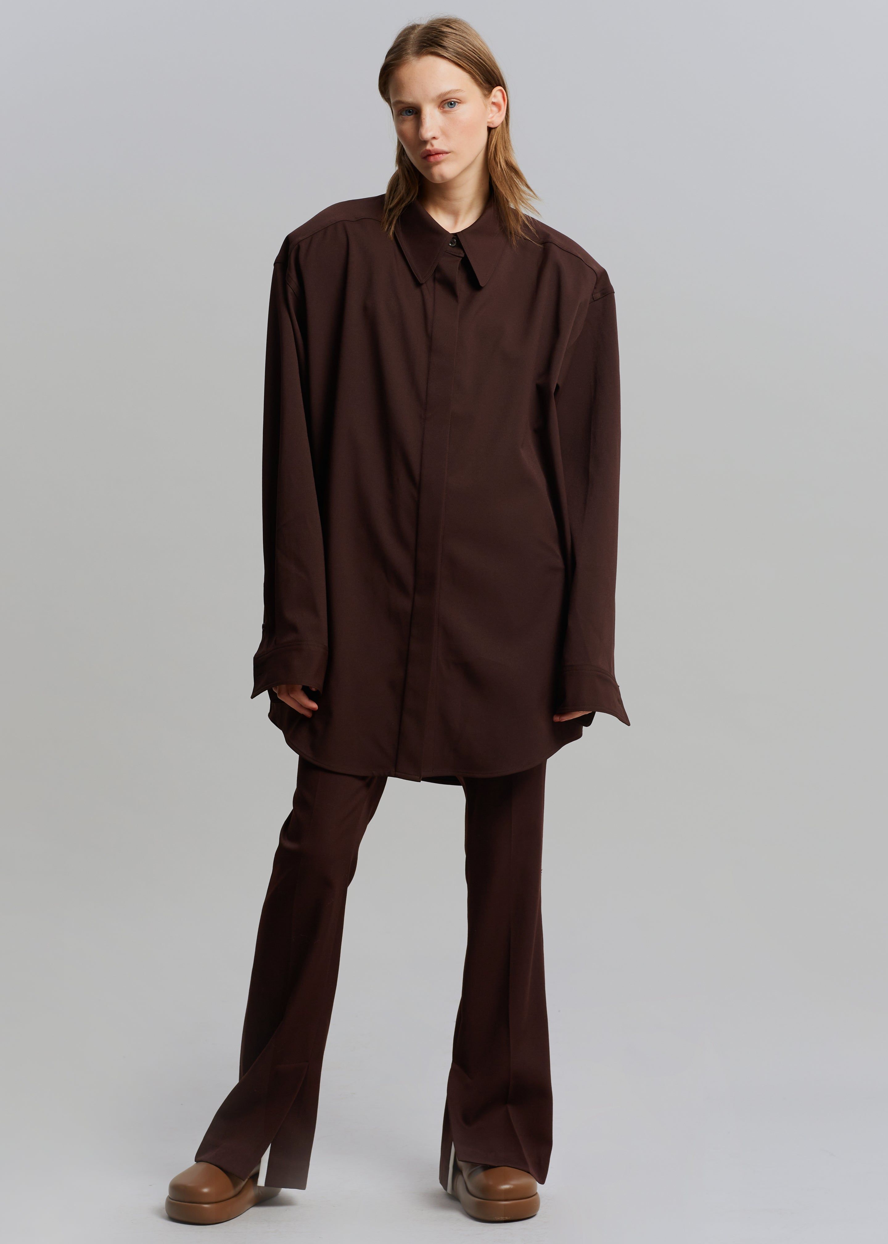 Lio Detachable Padded Shoulder Shirt - Chocolate sold by Frankie Shop product image thumbnail 5