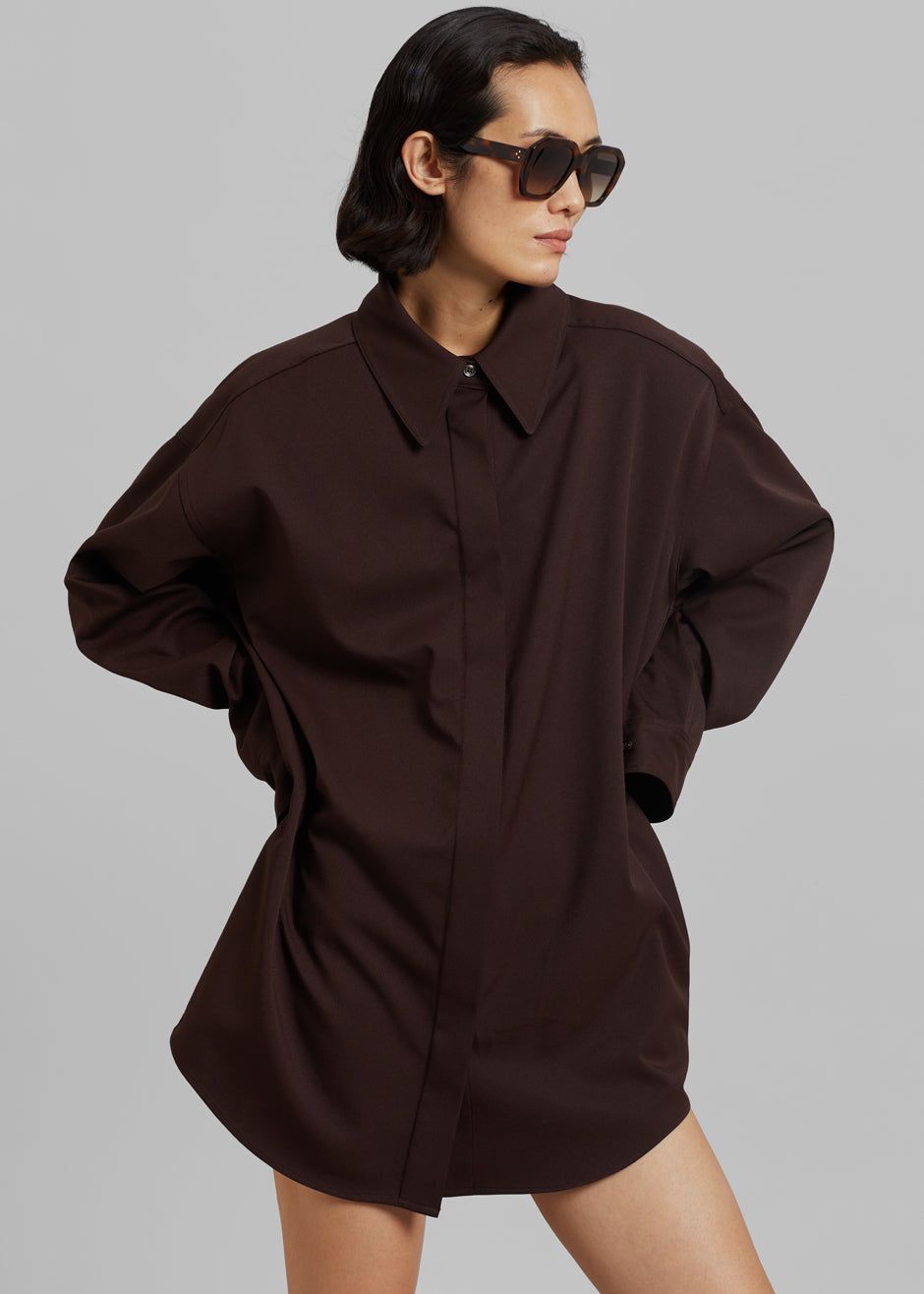 Lio Detachable Padded Shoulder Shirt - Chocolate sold by Frankie Shop product image thumbnail 7