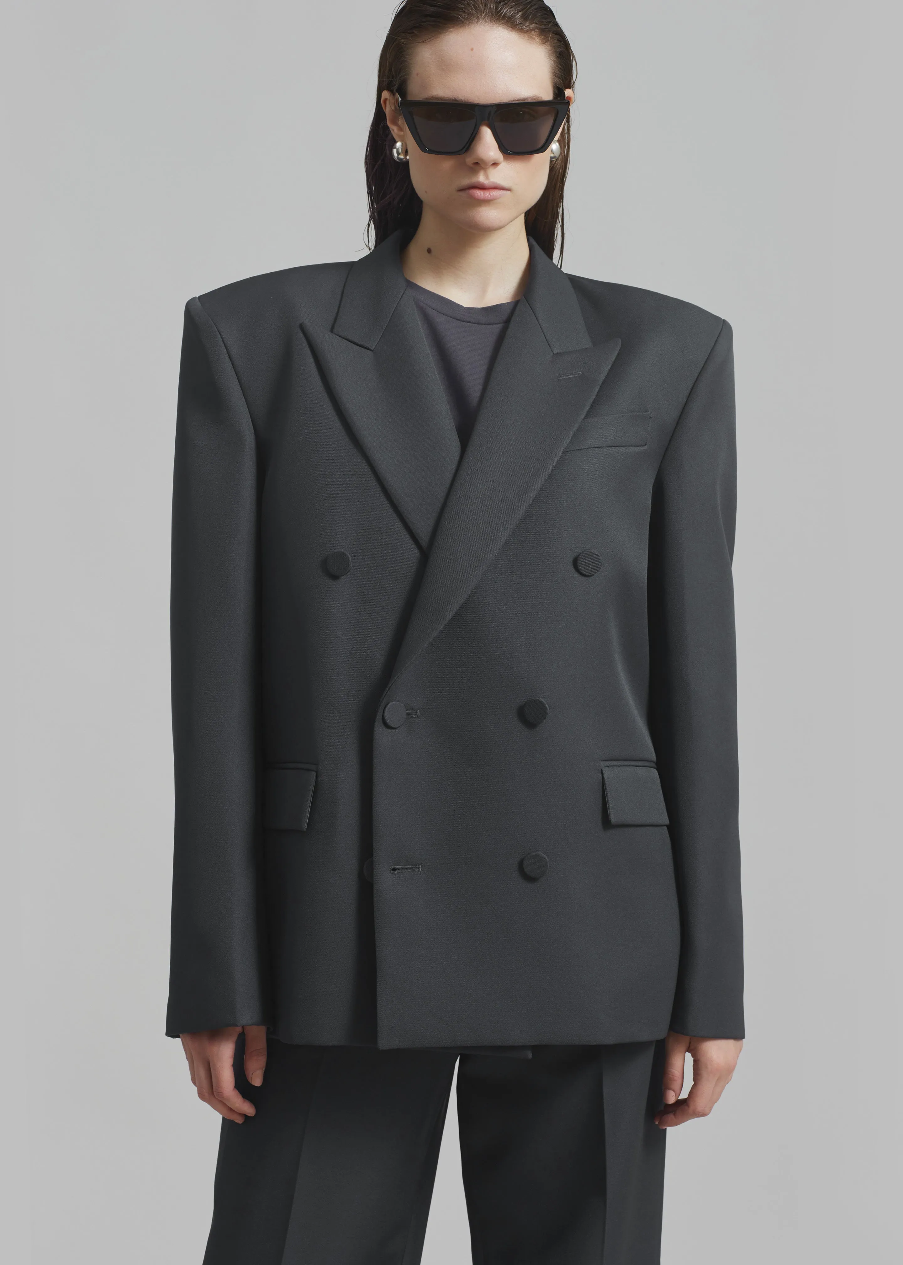 Zia Covered Buttons Blazer - Charcoal sold by Frankie Shop product image thumbnail 4