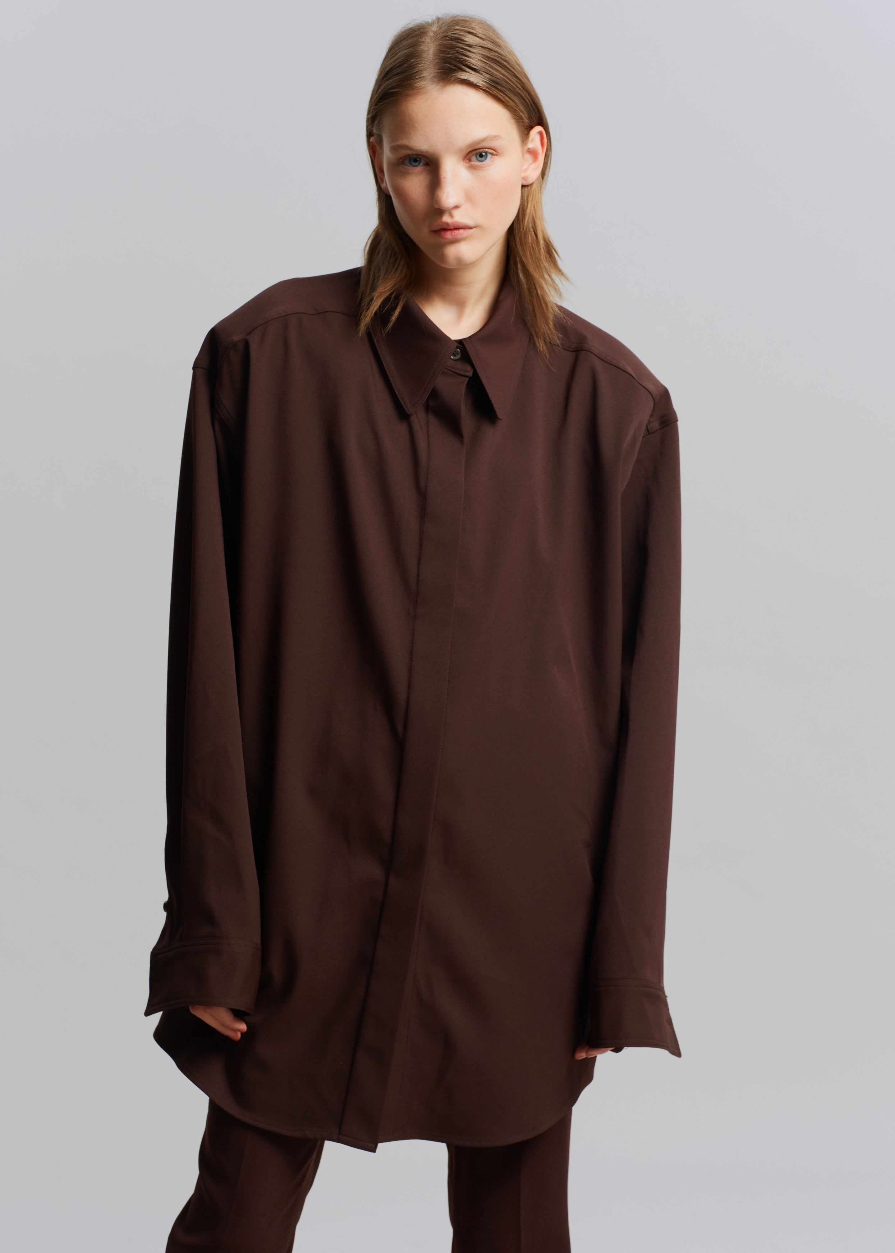 Lio Detachable Padded Shoulder Shirt - Chocolate sold by Frankie Shop product image thumbnail 3